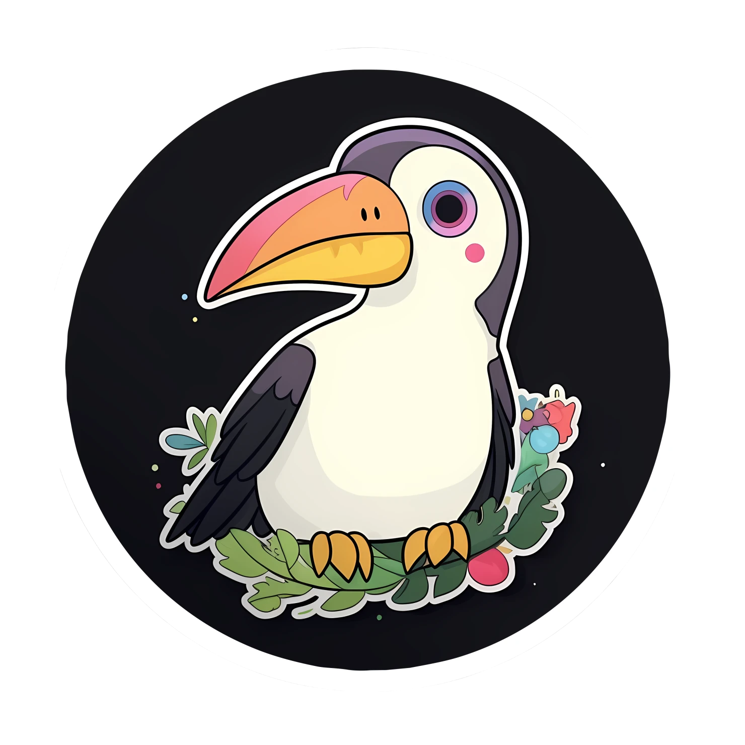 Kawaii toucan sticker isolated on transparent background #27037