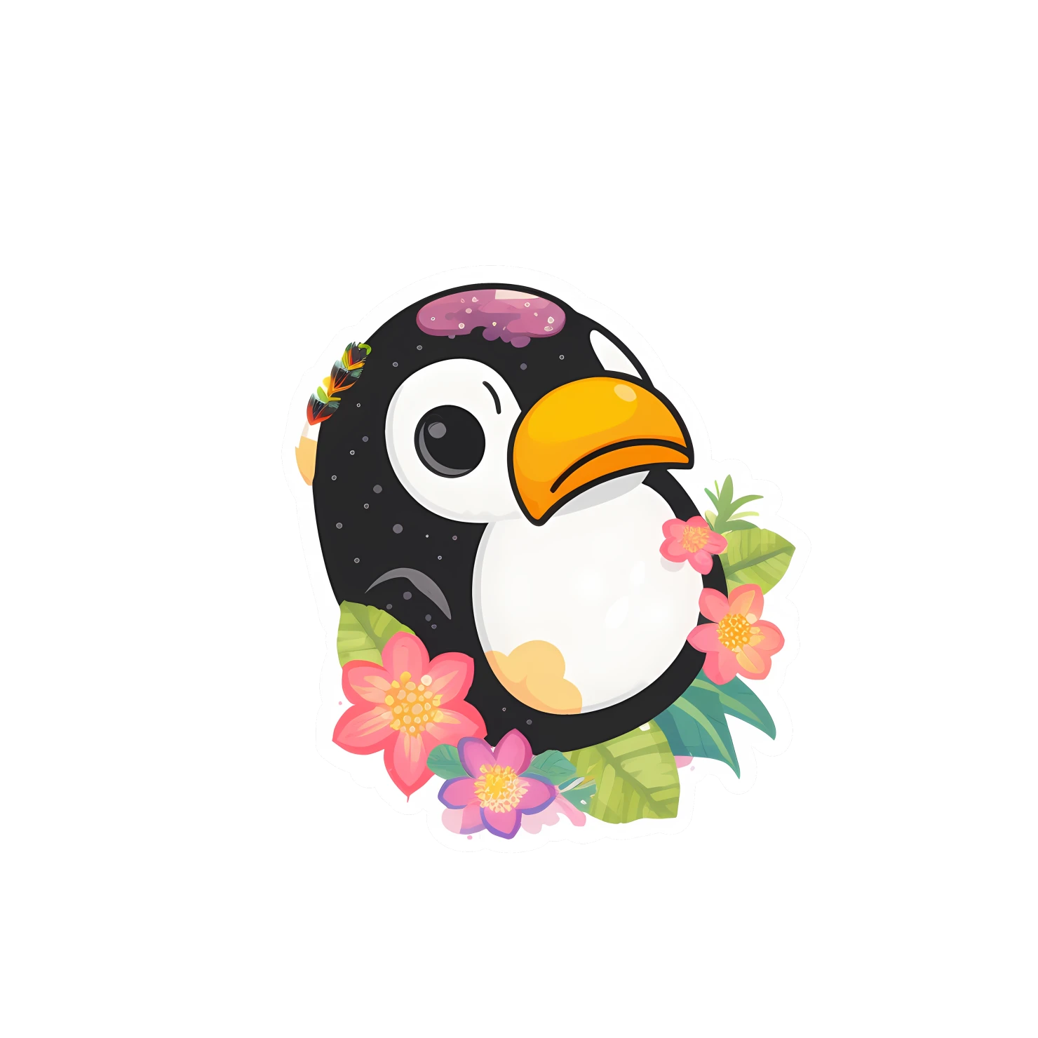 Kawaii toucan sticker isolated on transparent background #27038