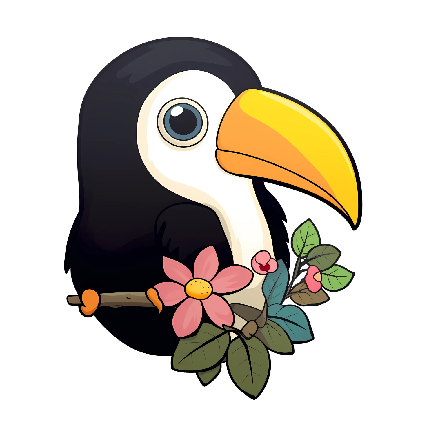 Kawaii toucan sticker isolated on transparent background #27040
