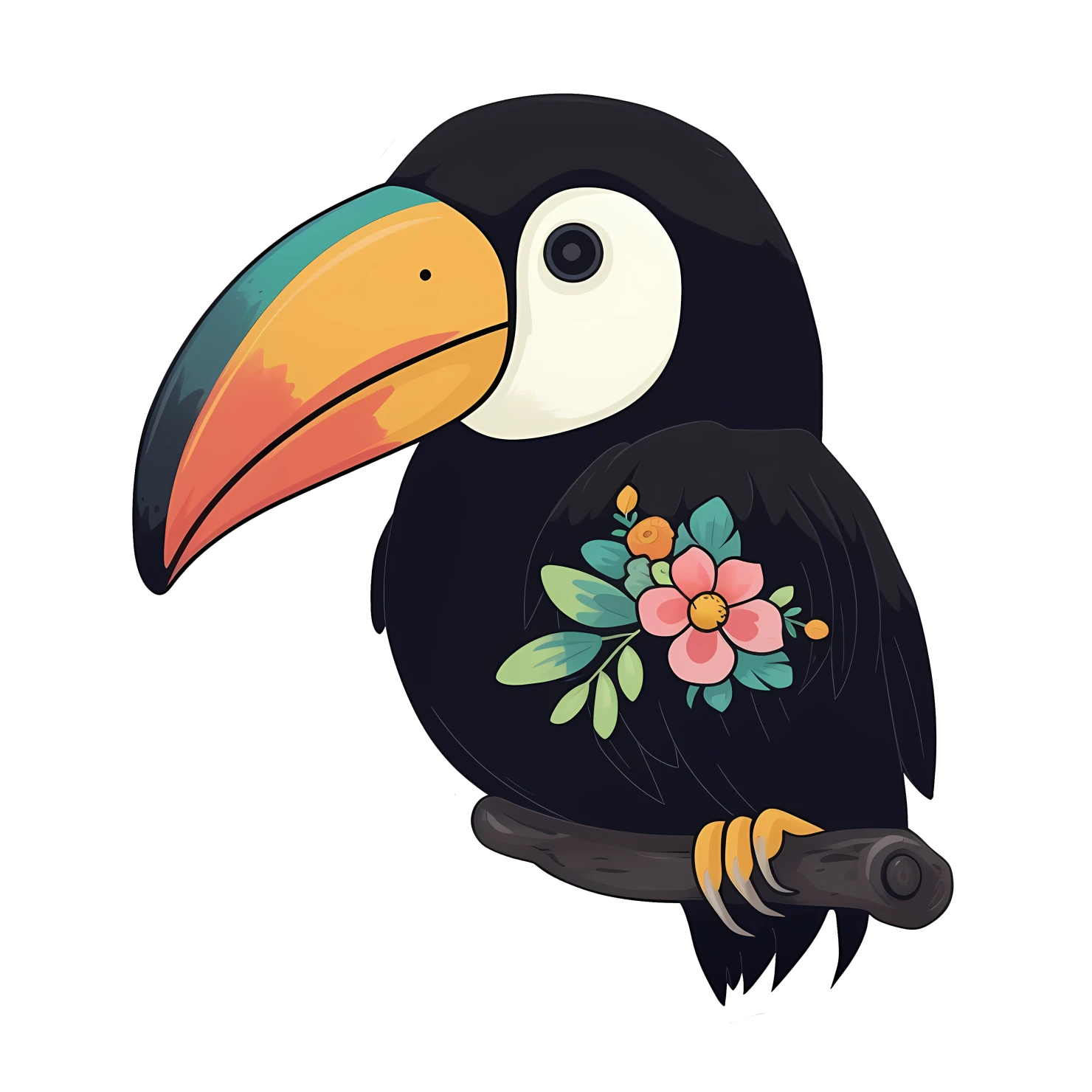 Kawaii toucan sticker isolated on transparent background #27041
