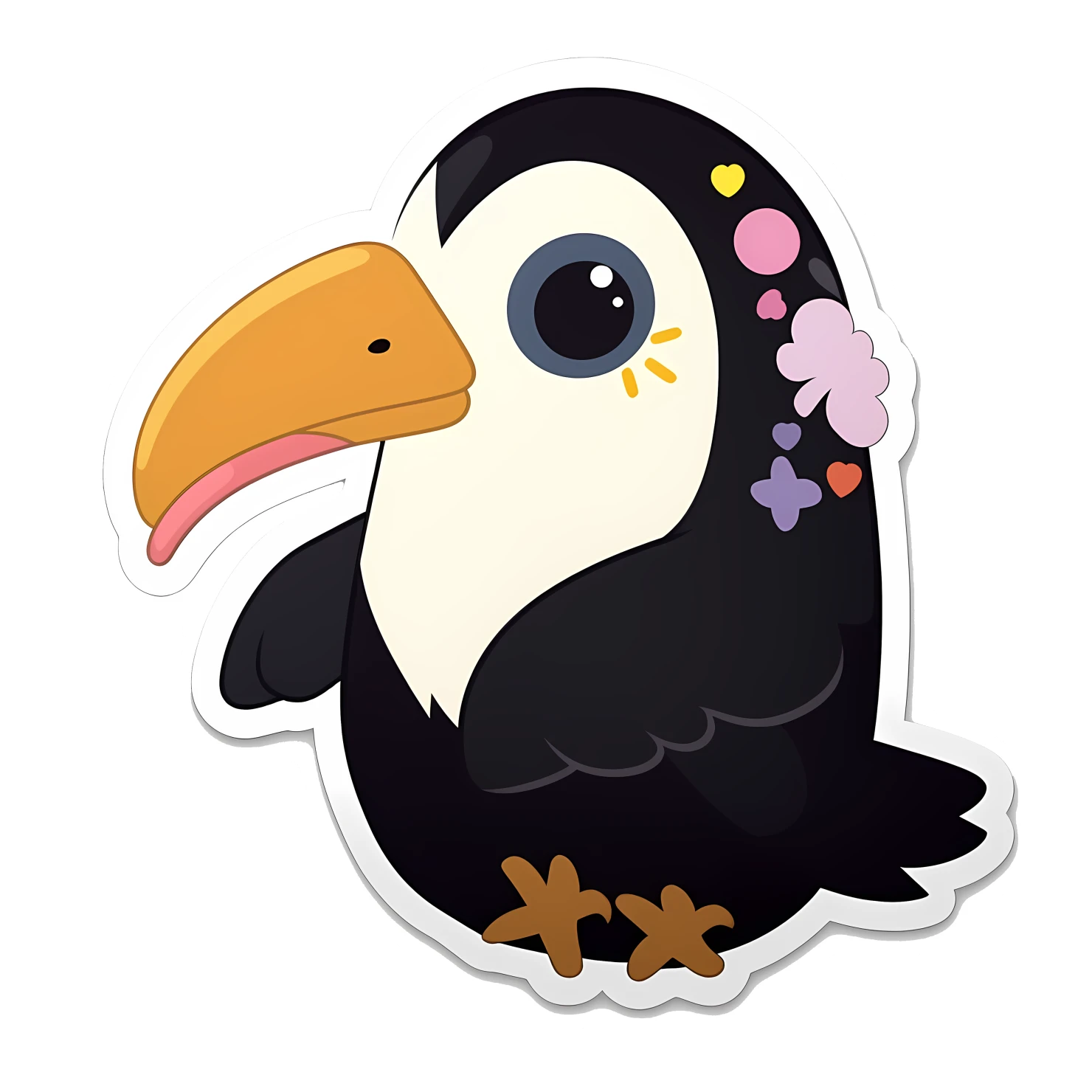 Kawaii toucan sticker isolated on transparent background #27042