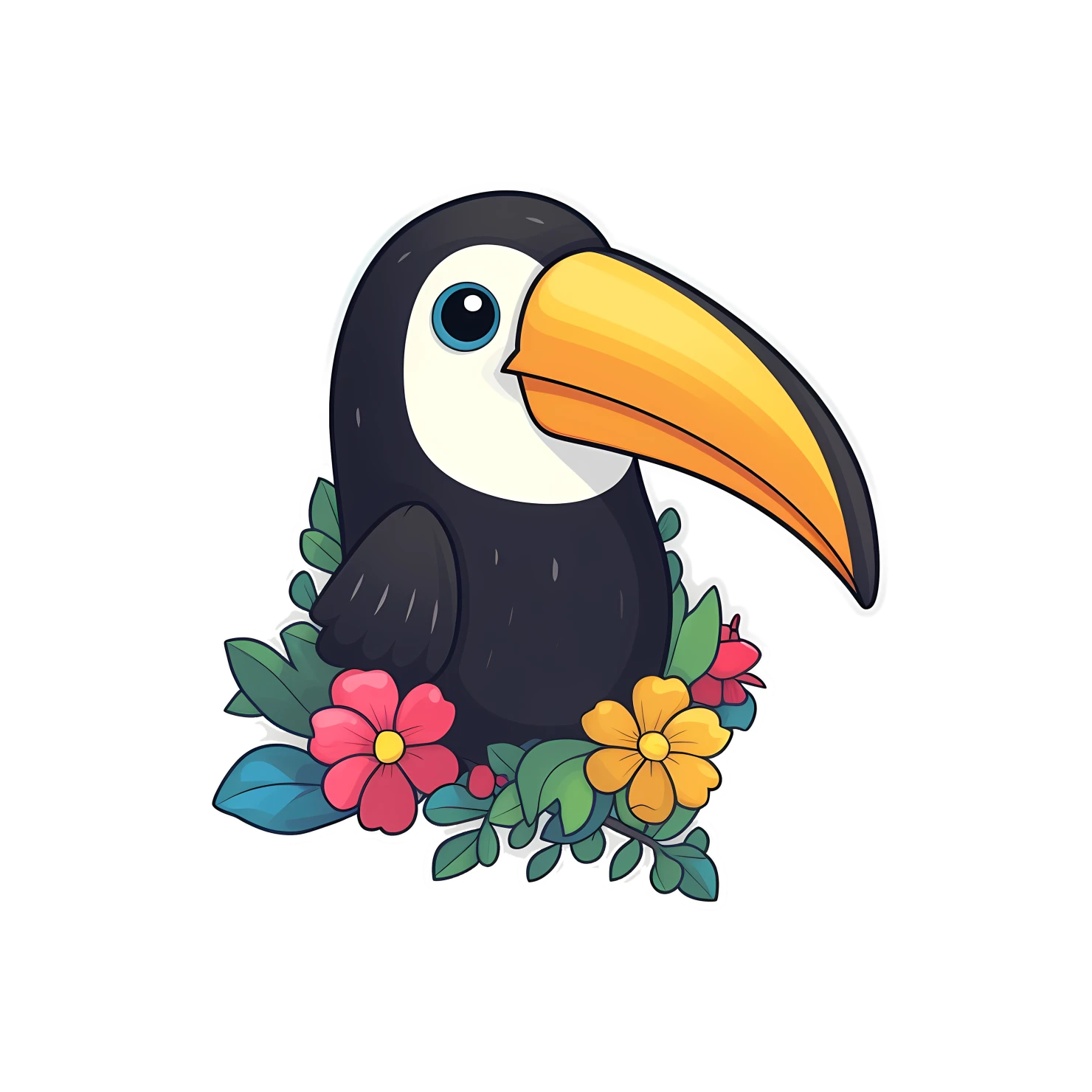Kawaii toucan sticker isolated on transparent background #27043