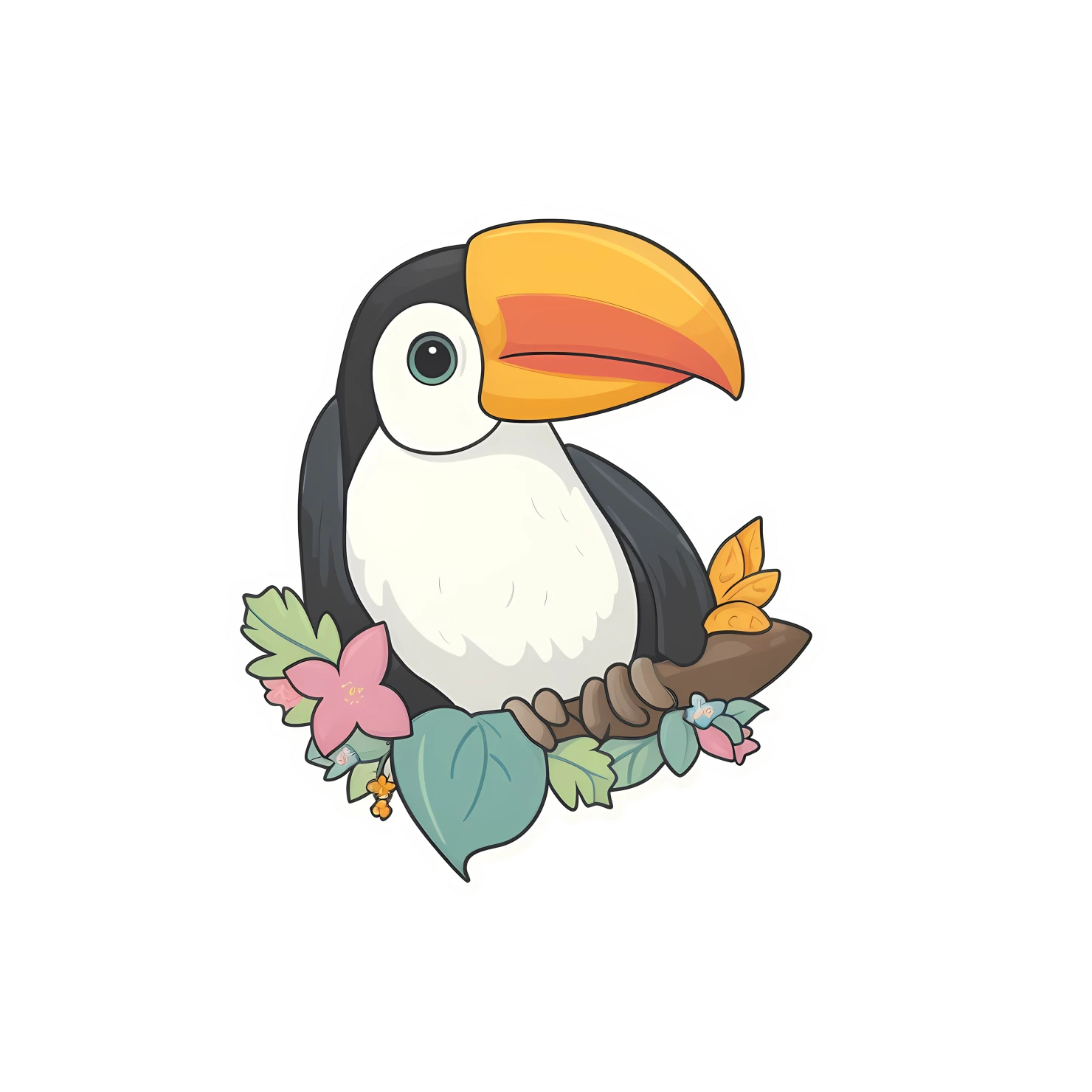Kawaii toucan sticker isolated on transparent background #27048