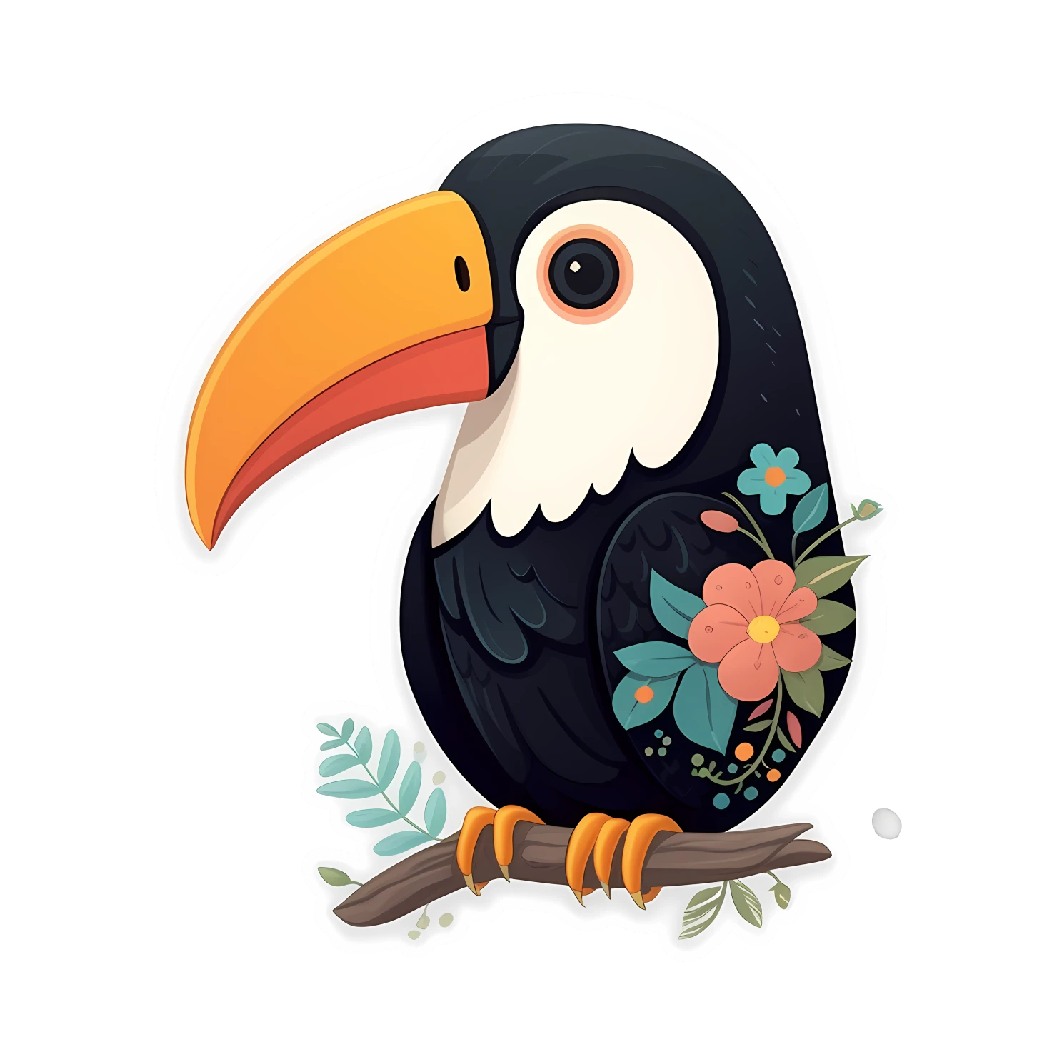 Kawaii toucan sticker isolated on transparent background #27049