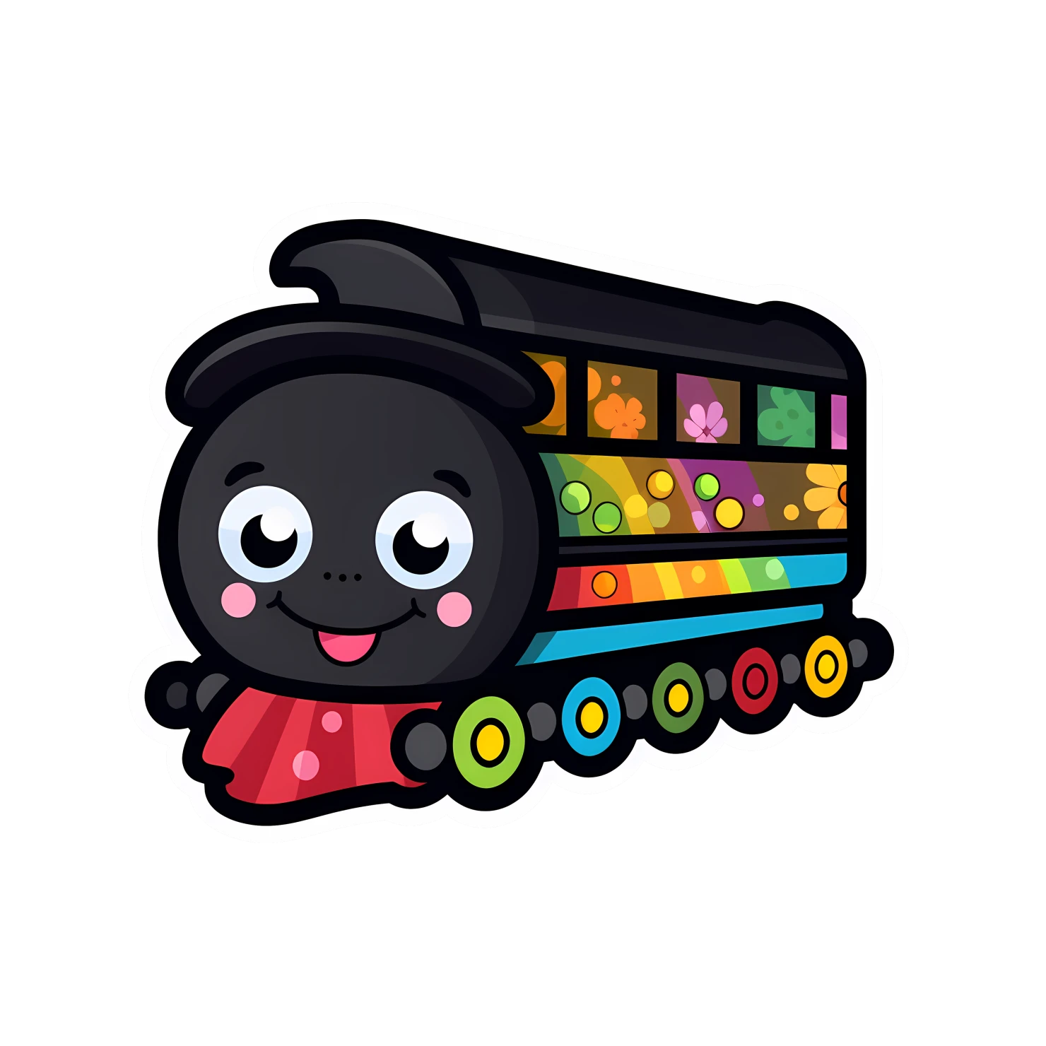 Kawaii train sticker isolated on transparent background #27053