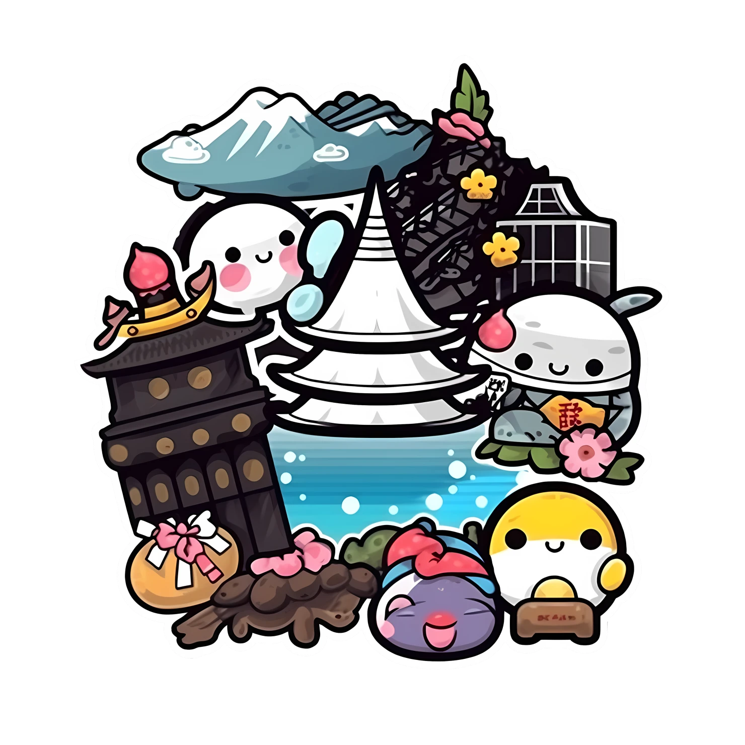 Kawaii travel landmark sticker isolated on transparent background #27072