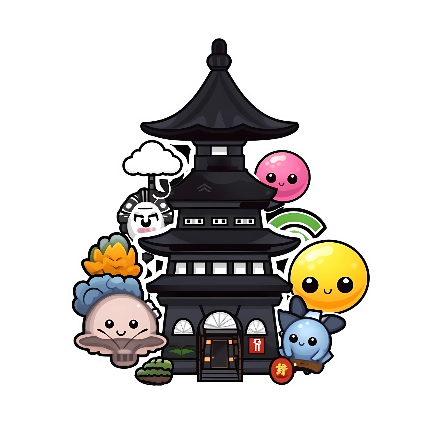 Kawaii travel landmark sticker isolated on transparent background #27073