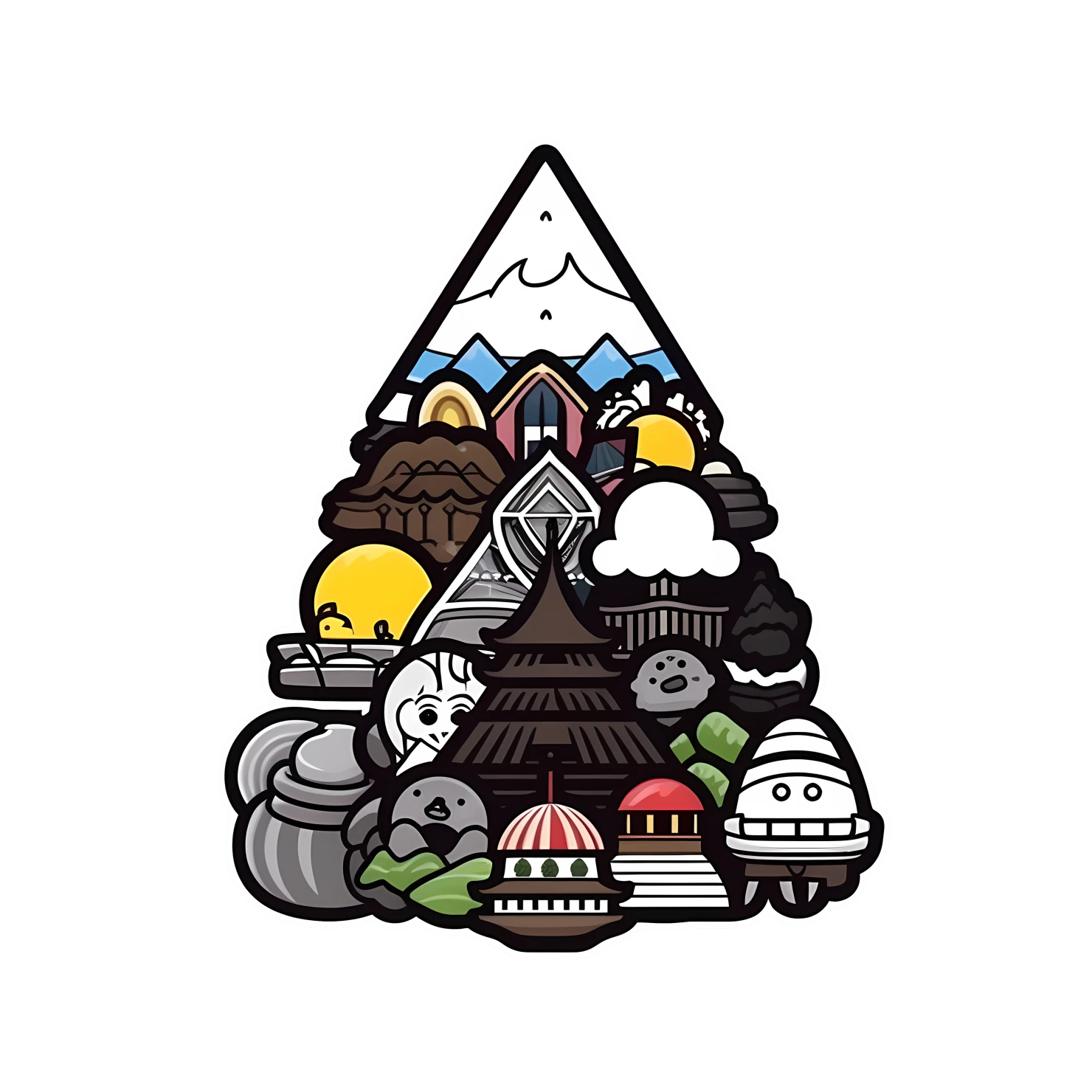 Kawaii travel landmark sticker isolated on transparent background #27074