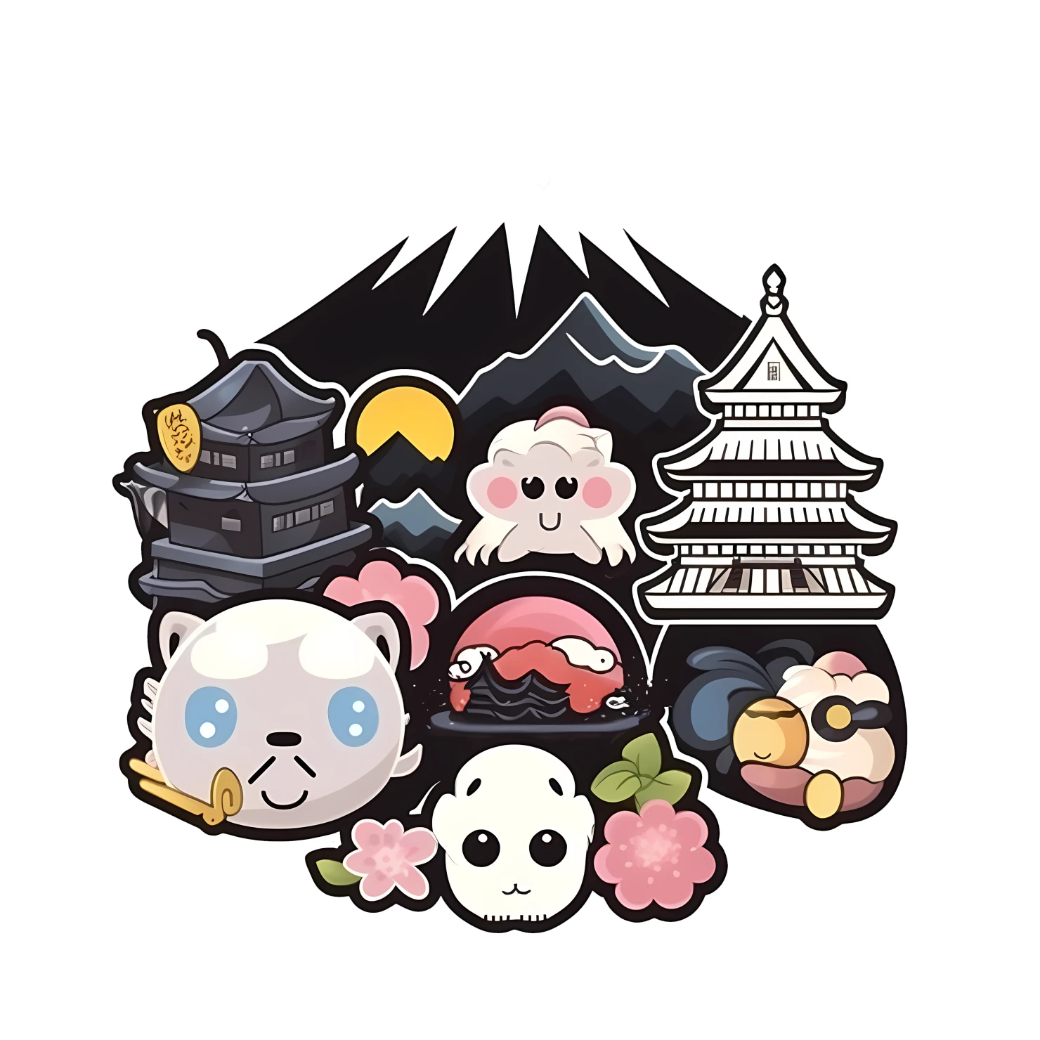 Kawaii travel landmark sticker isolated on transparent background #27075