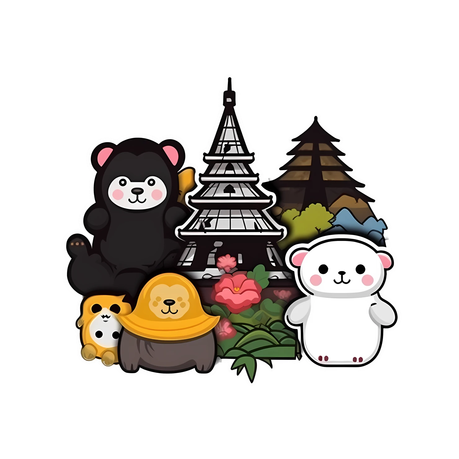 Kawaii travel landmark sticker isolated on transparent background #27076