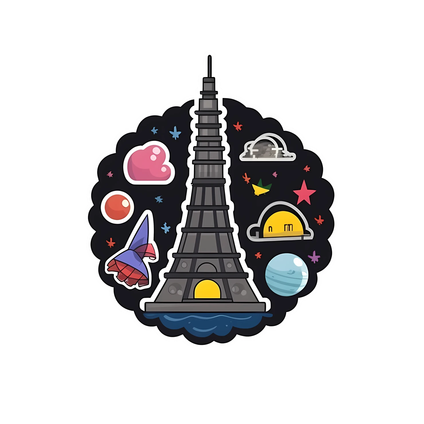 Kawaii travel landmark sticker isolated on transparent background #27078