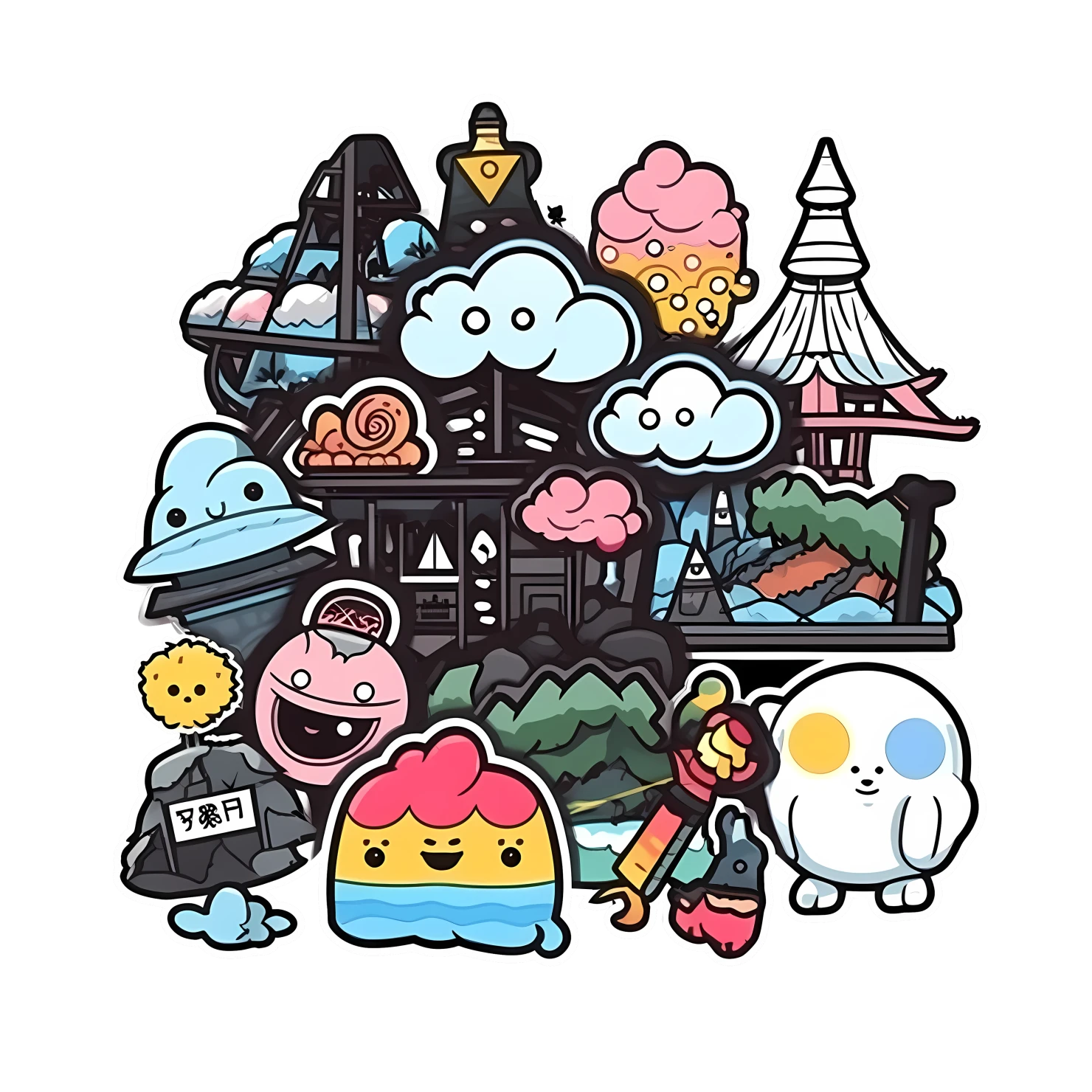 Kawaii travel landmark sticker isolated on transparent background #27080