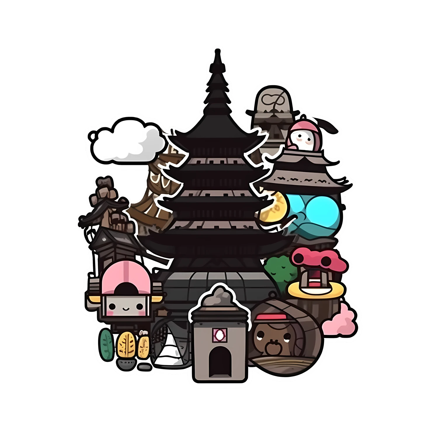 Kawaii travel landmark sticker isolated on transparent background #27082