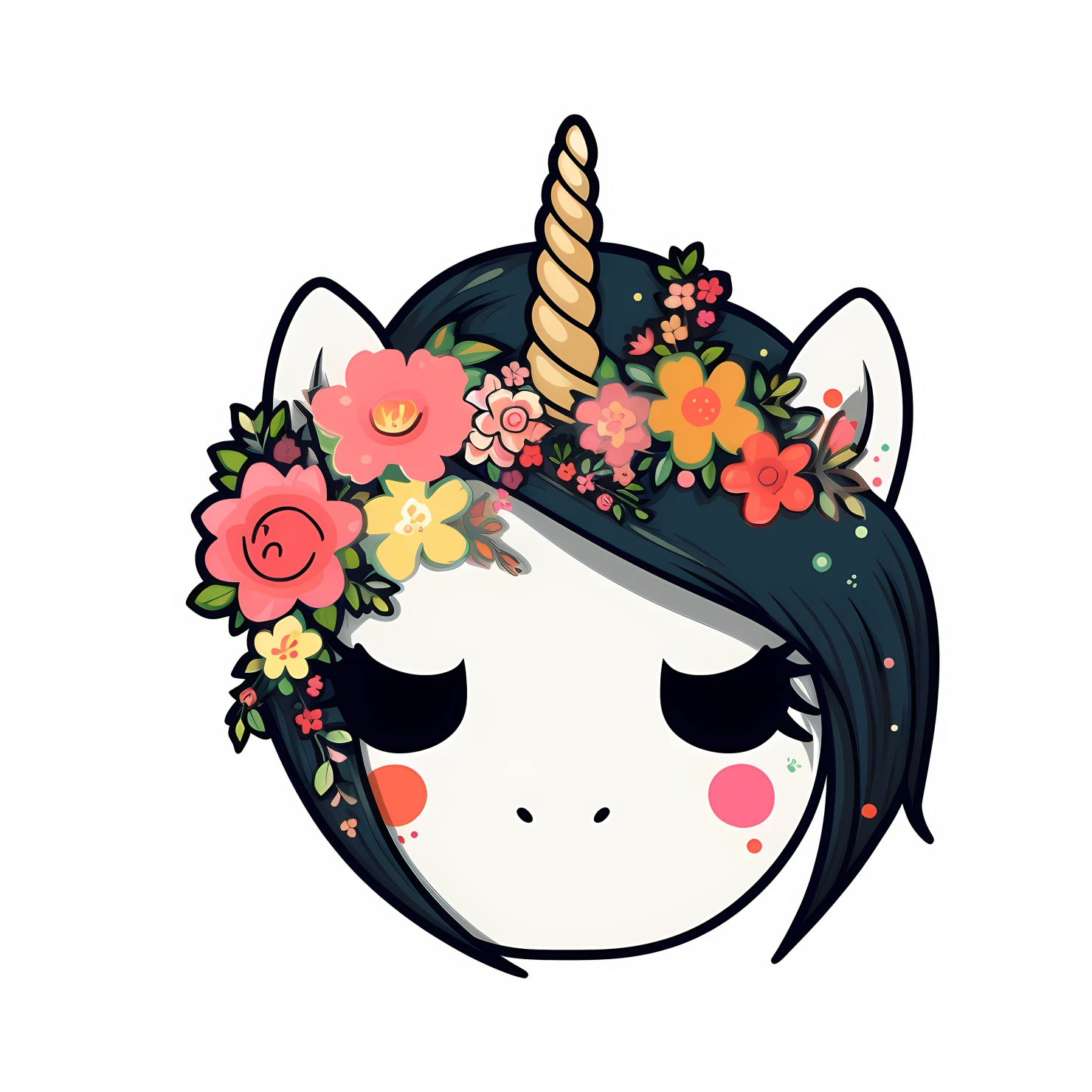 Kawaii unicorn sticker isolated on transparent background #27142