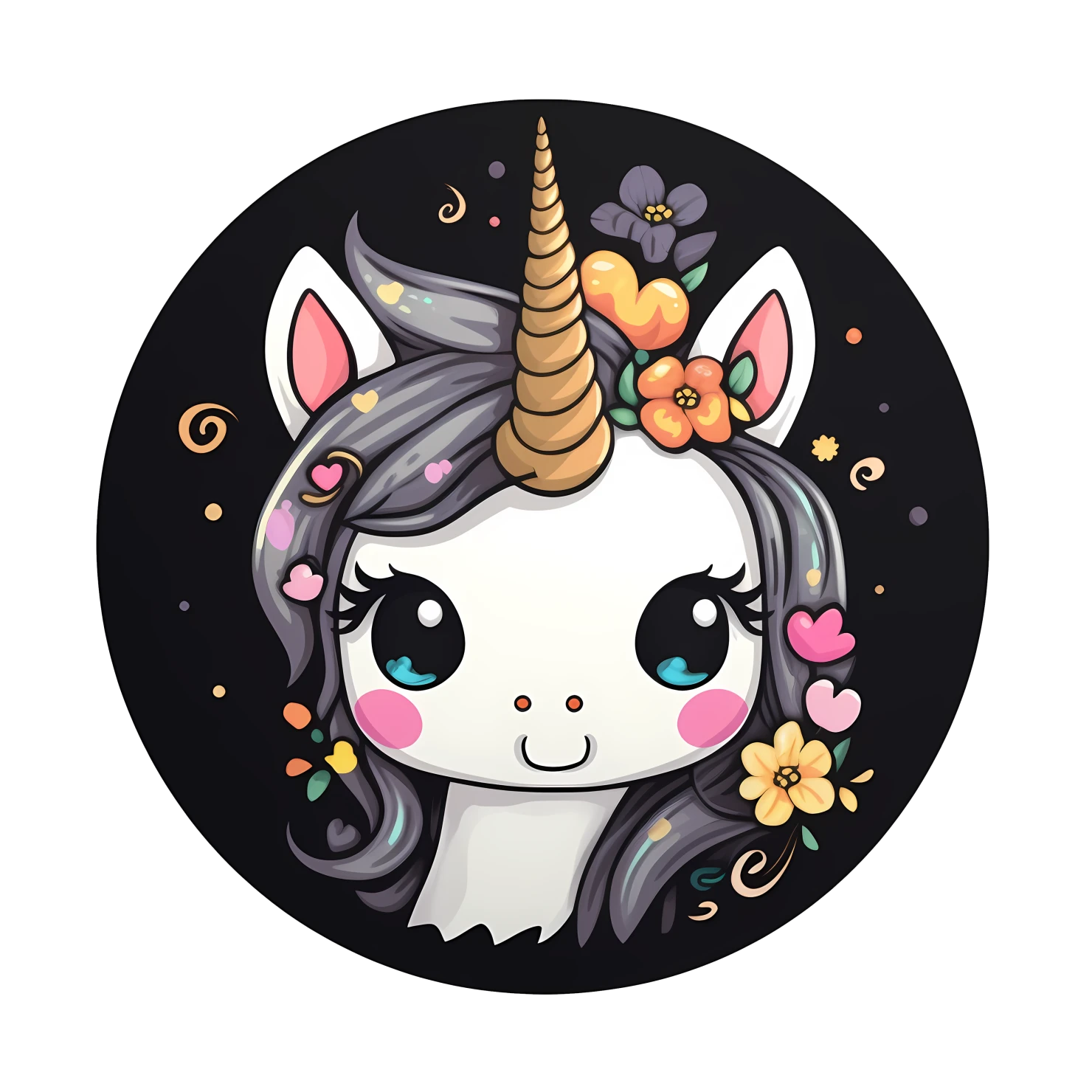 Kawaii unicorn sticker isolated on transparent background #27145