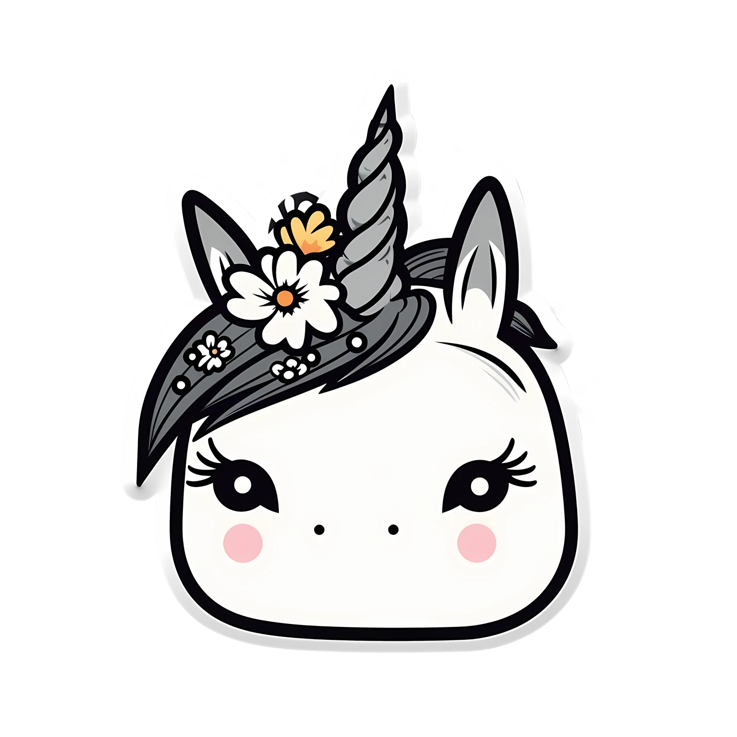 Kawaii unicorn sticker isolated on transparent background #27146