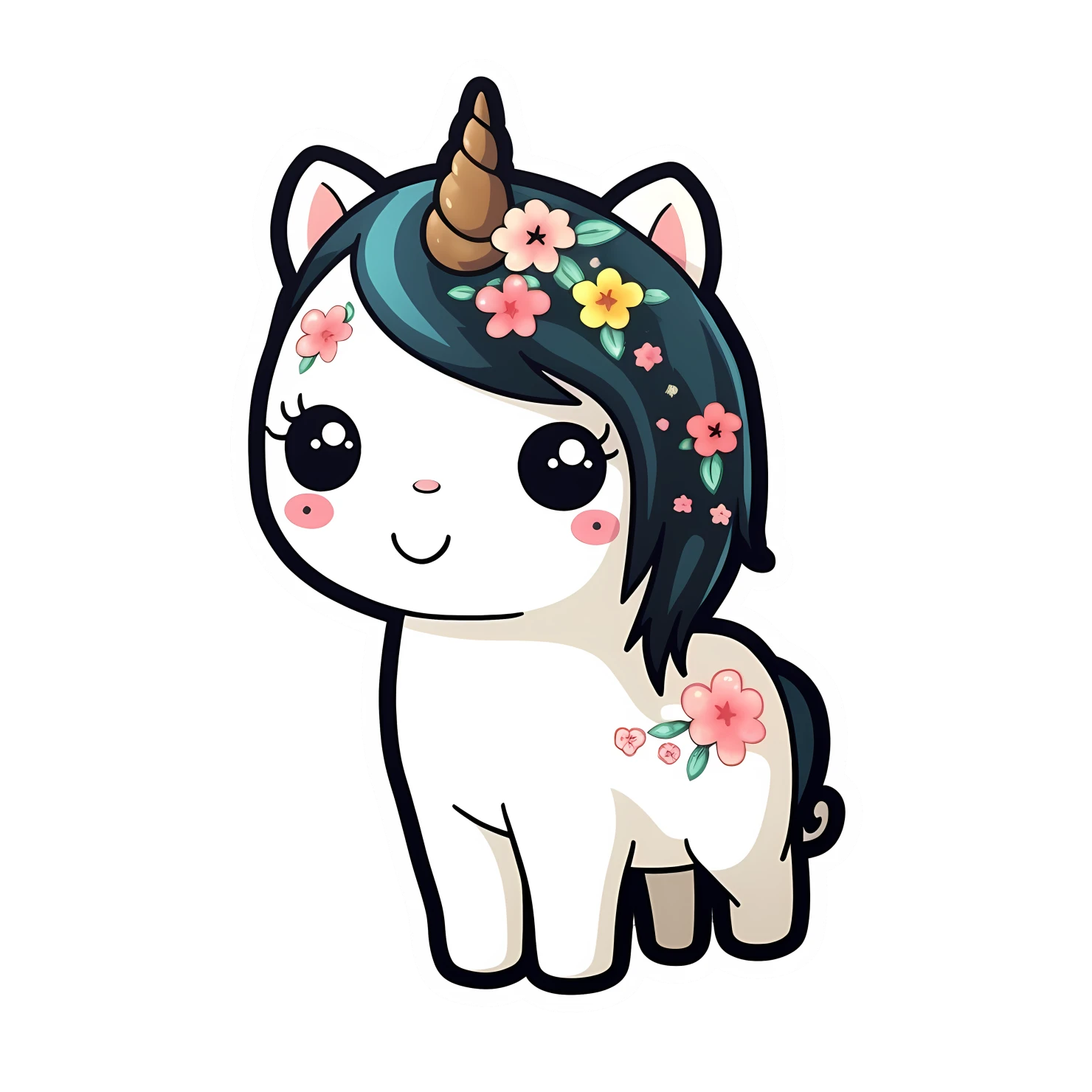 Kawaii unicorn sticker isolated on transparent background #27147