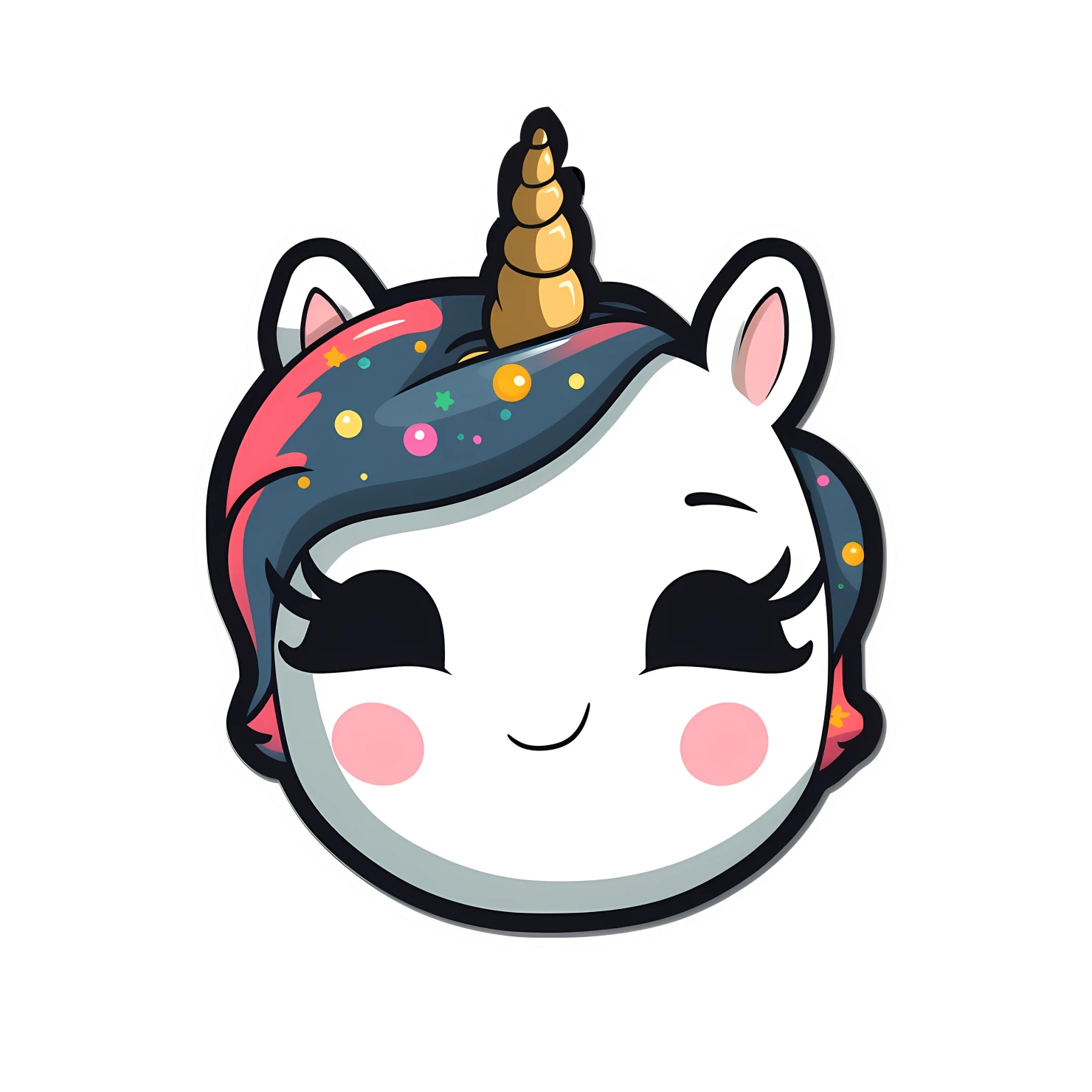 Kawaii unicorn sticker isolated on transparent background #27151