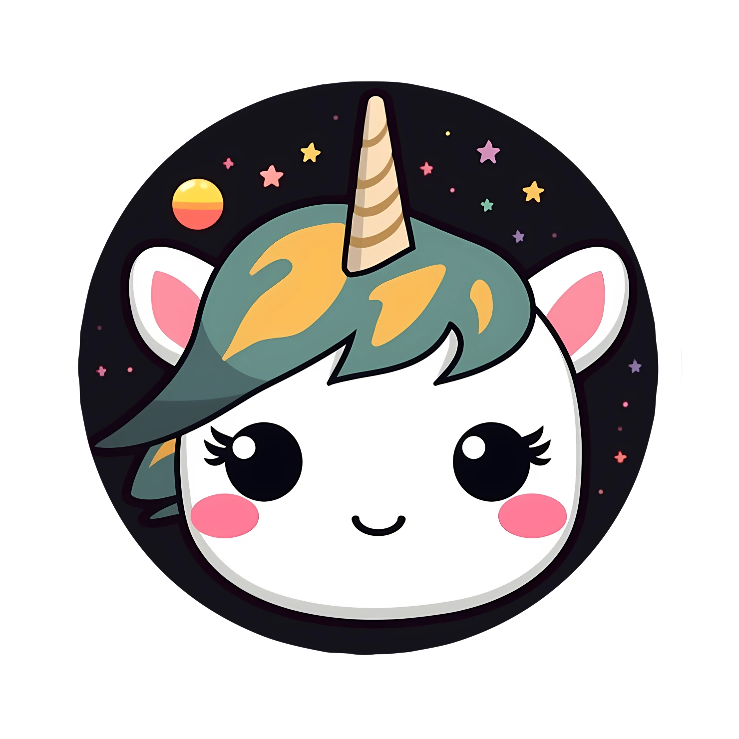 Kawaii unicorn sticker isolated on transparent background #27152