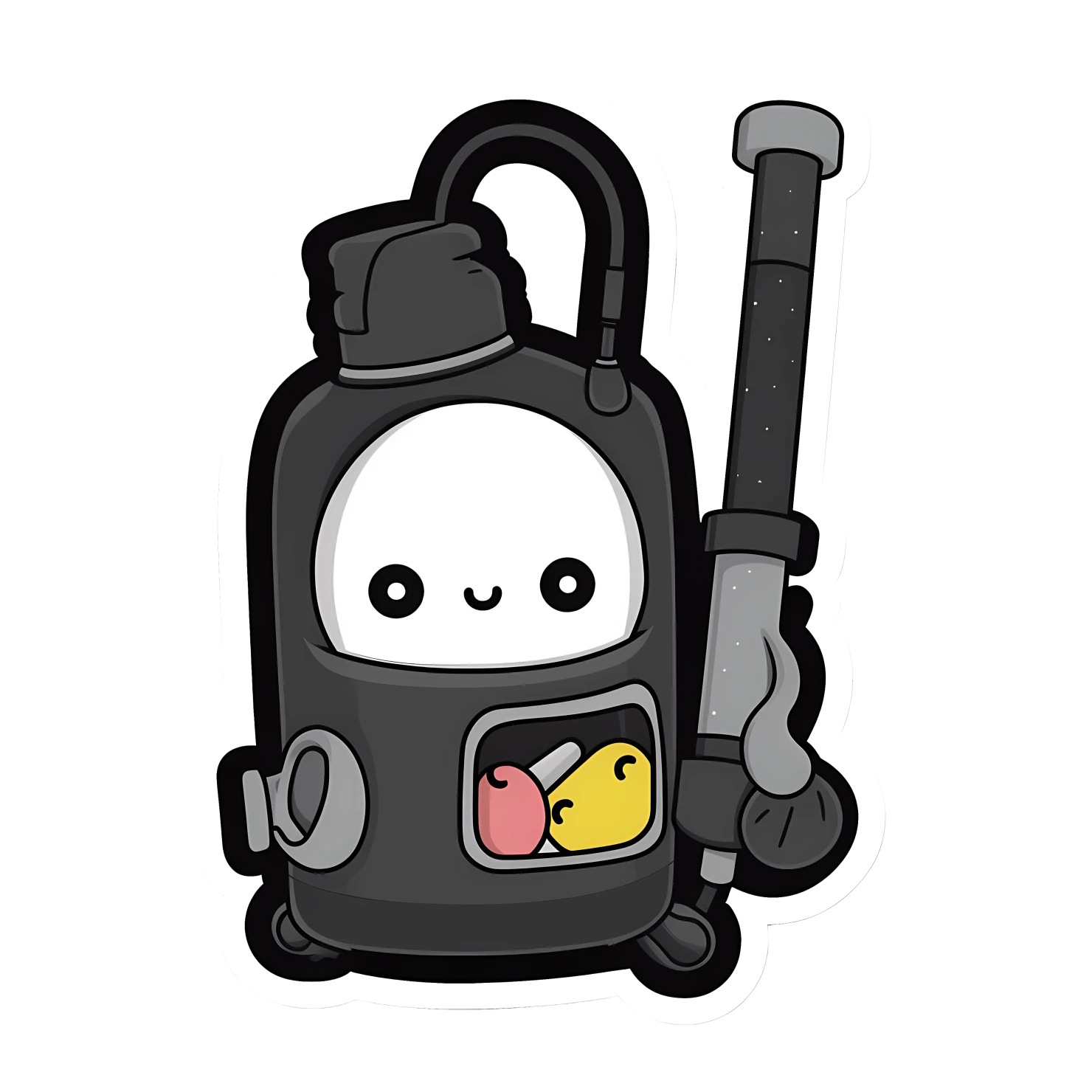 Kawaii vacuum sticker isolated on transparent background #27172