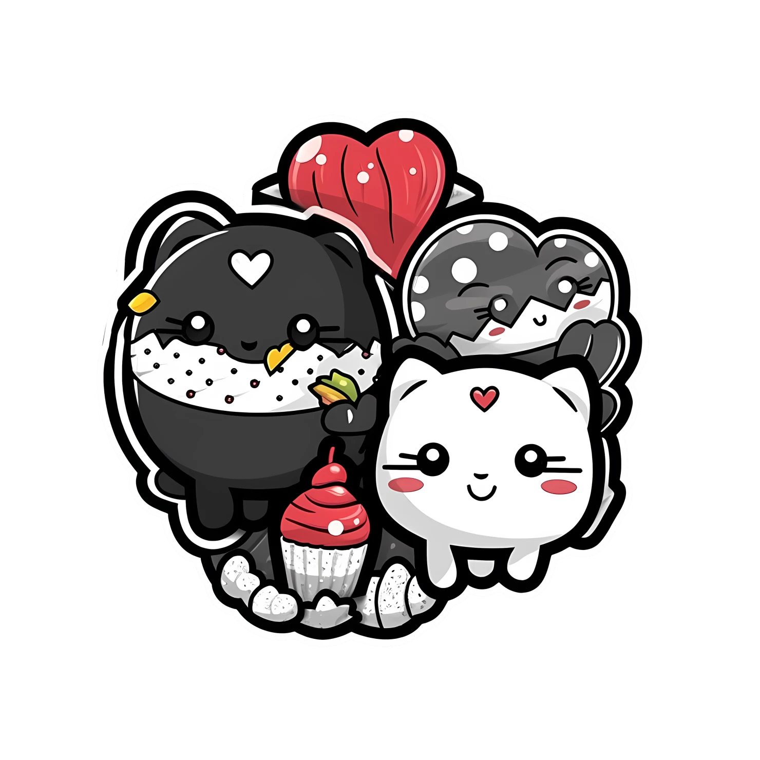 Kawaii valentine day sticker isolated on transparent background #27182