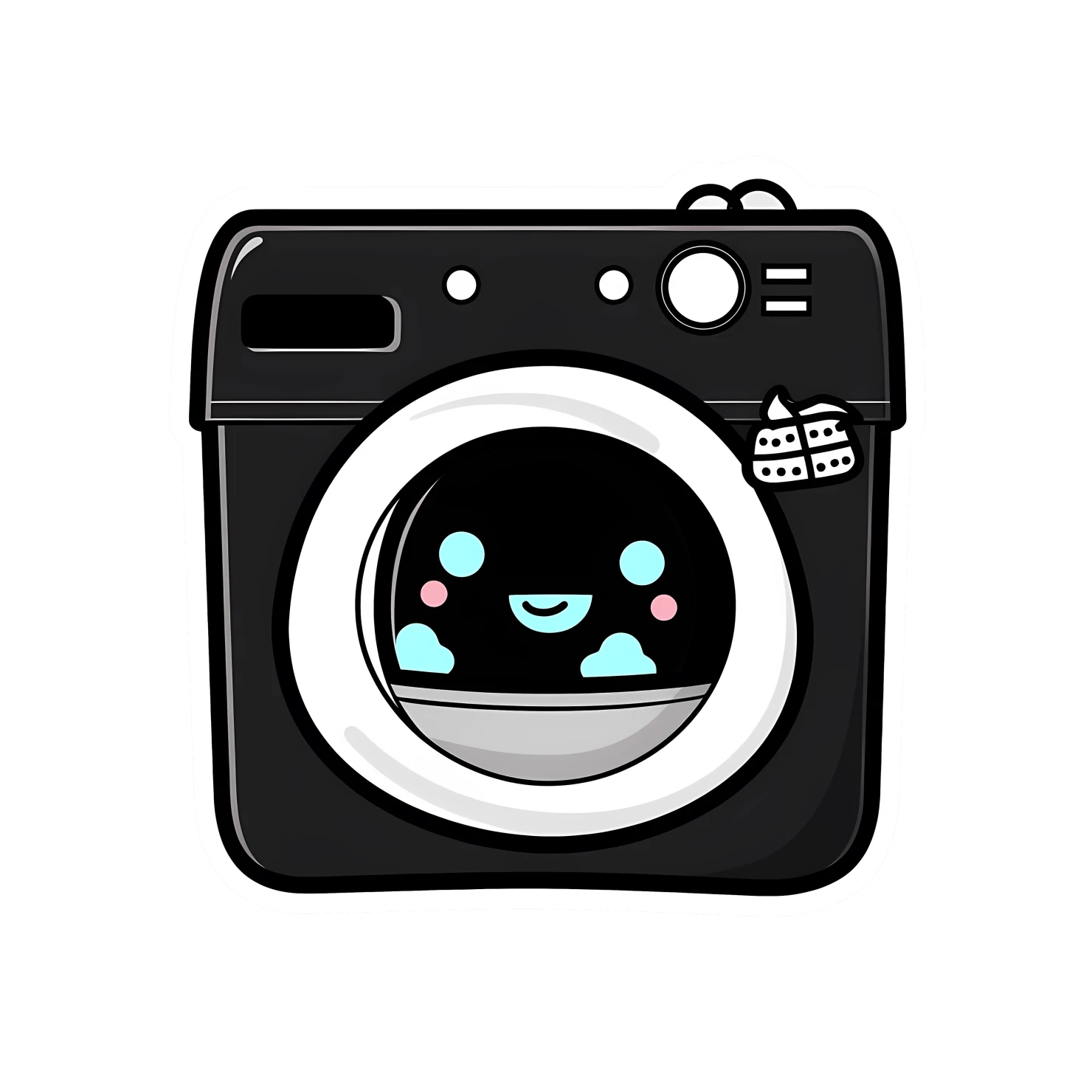 Kawaii washing machine sticker isolated on transparent background #27192