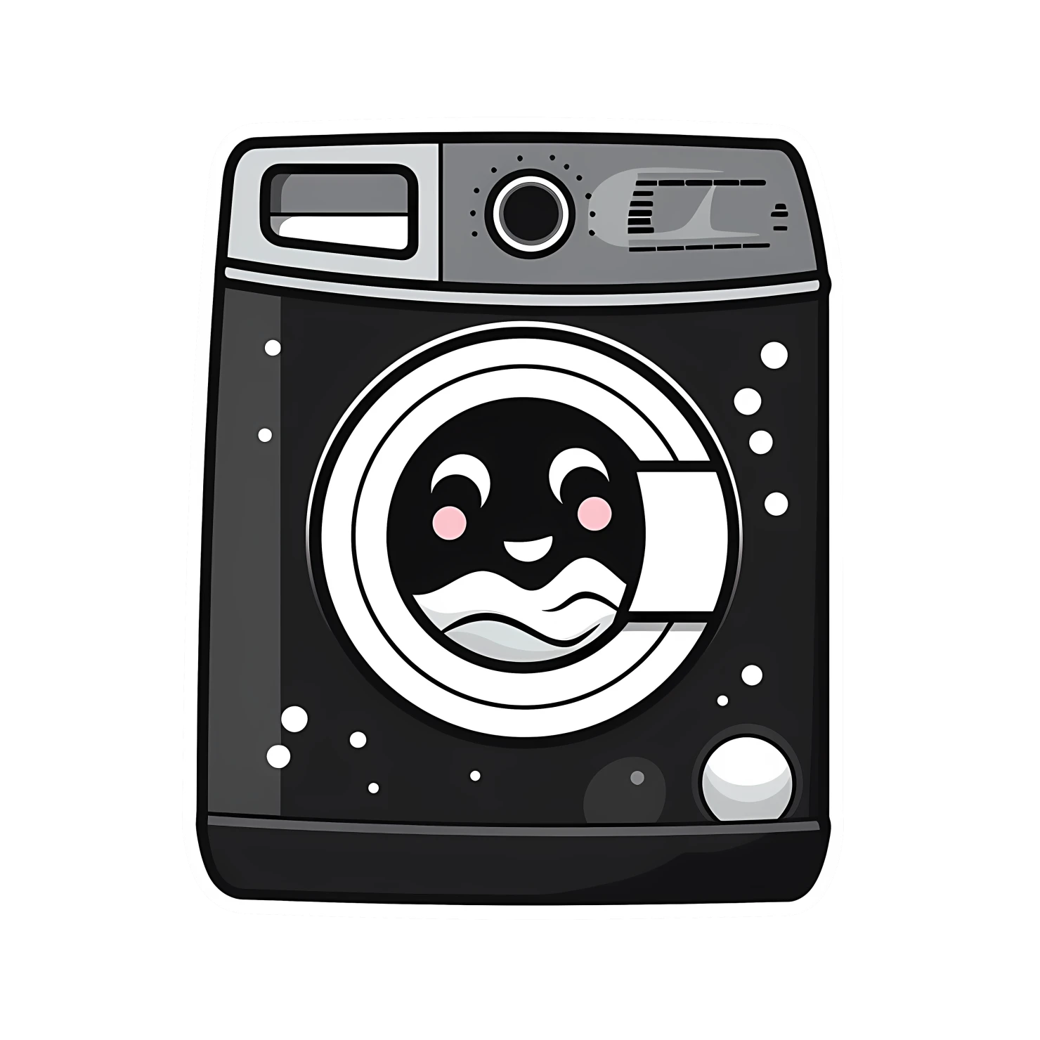 Kawaii washing machine sticker isolated on transparent background #27193
