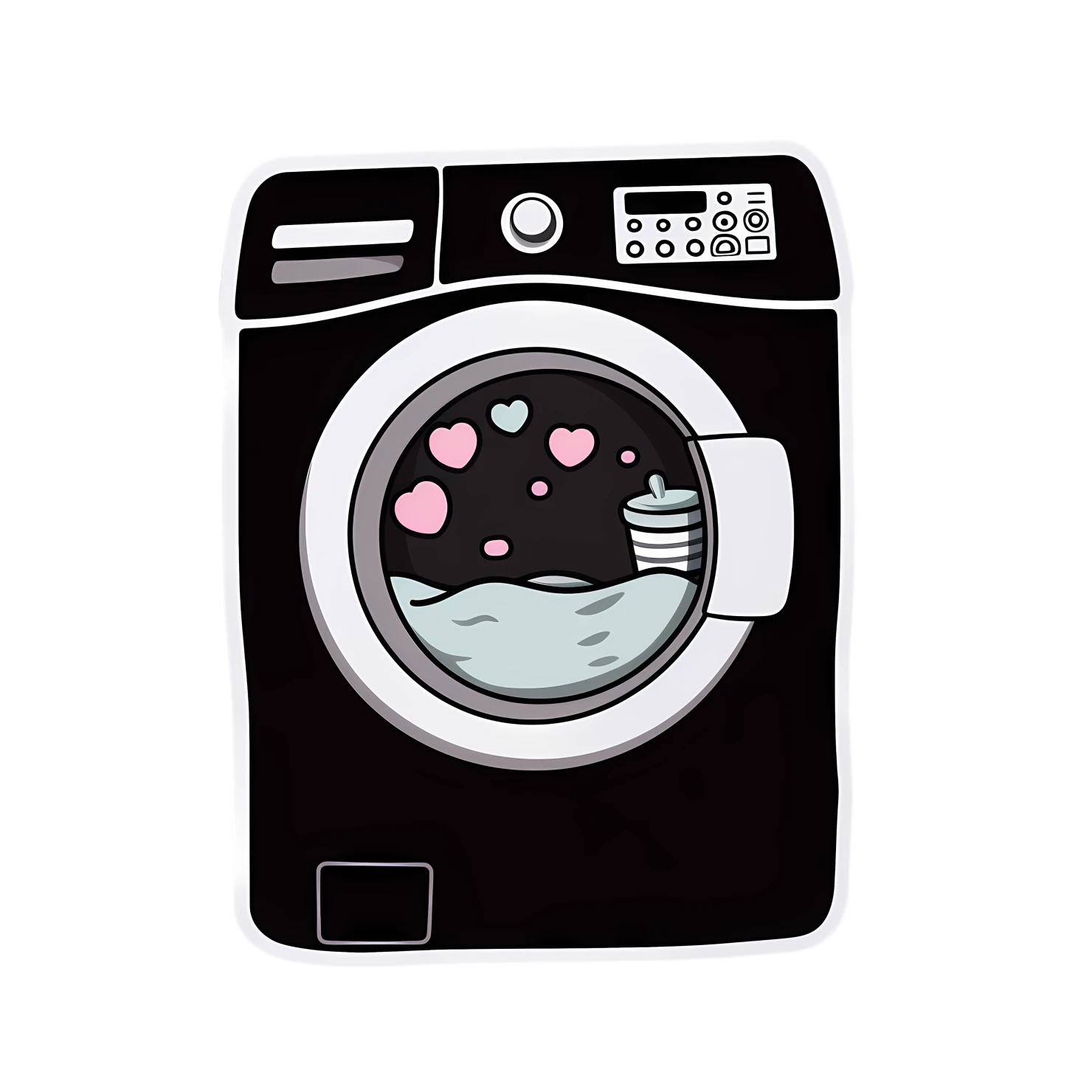 Kawaii washing machine sticker isolated on transparent background #27207