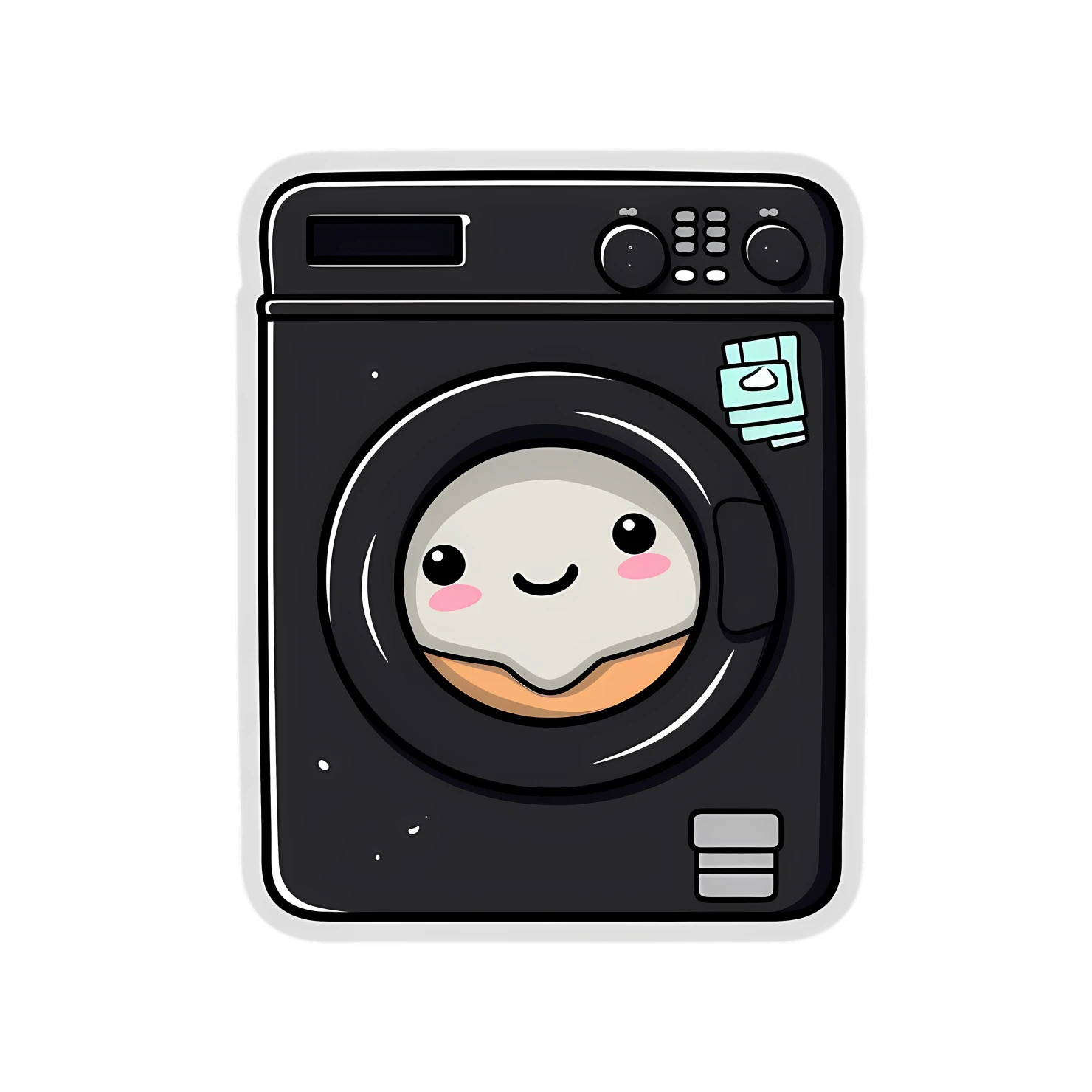 Kawaii washing machine sticker isolated on transparent background #27209