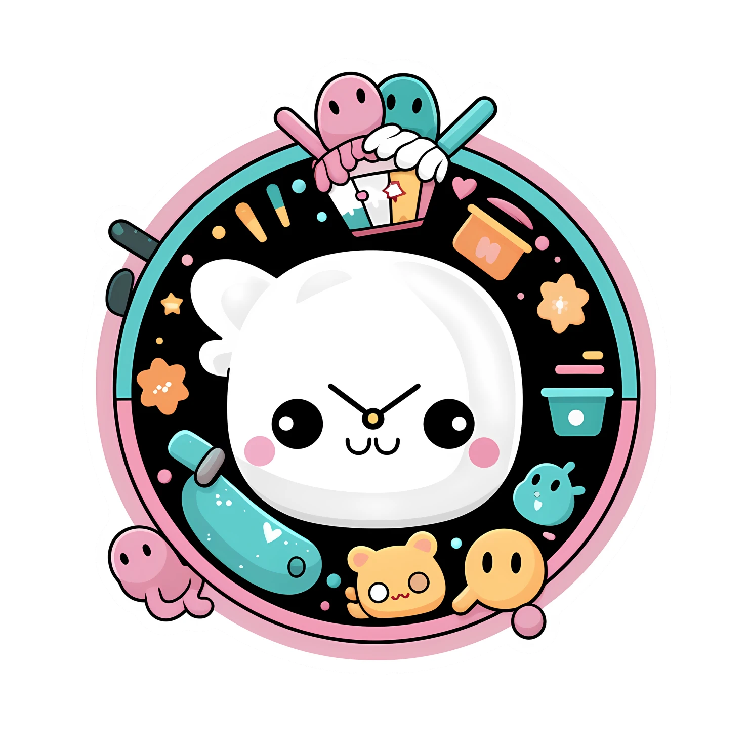Kawaii watch sticker isolated on transparent background #27211