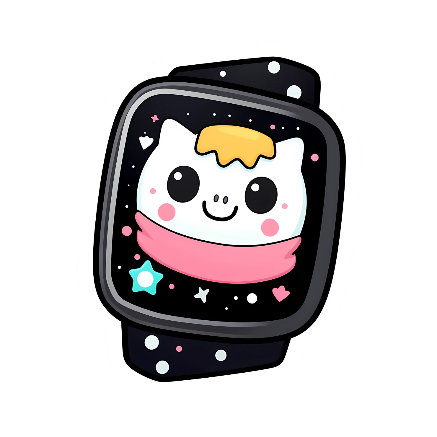 Kawaii watch sticker isolated on transparent background #27215