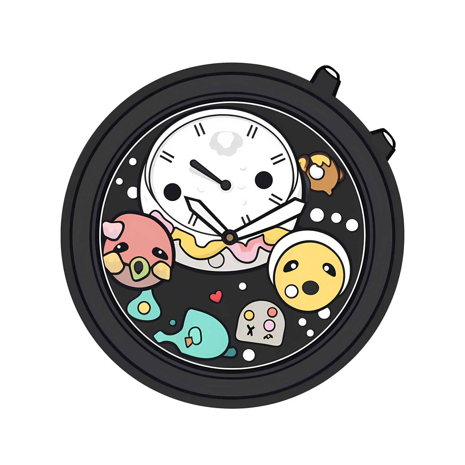 Kawaii watch sticker isolated on transparent background #27219
