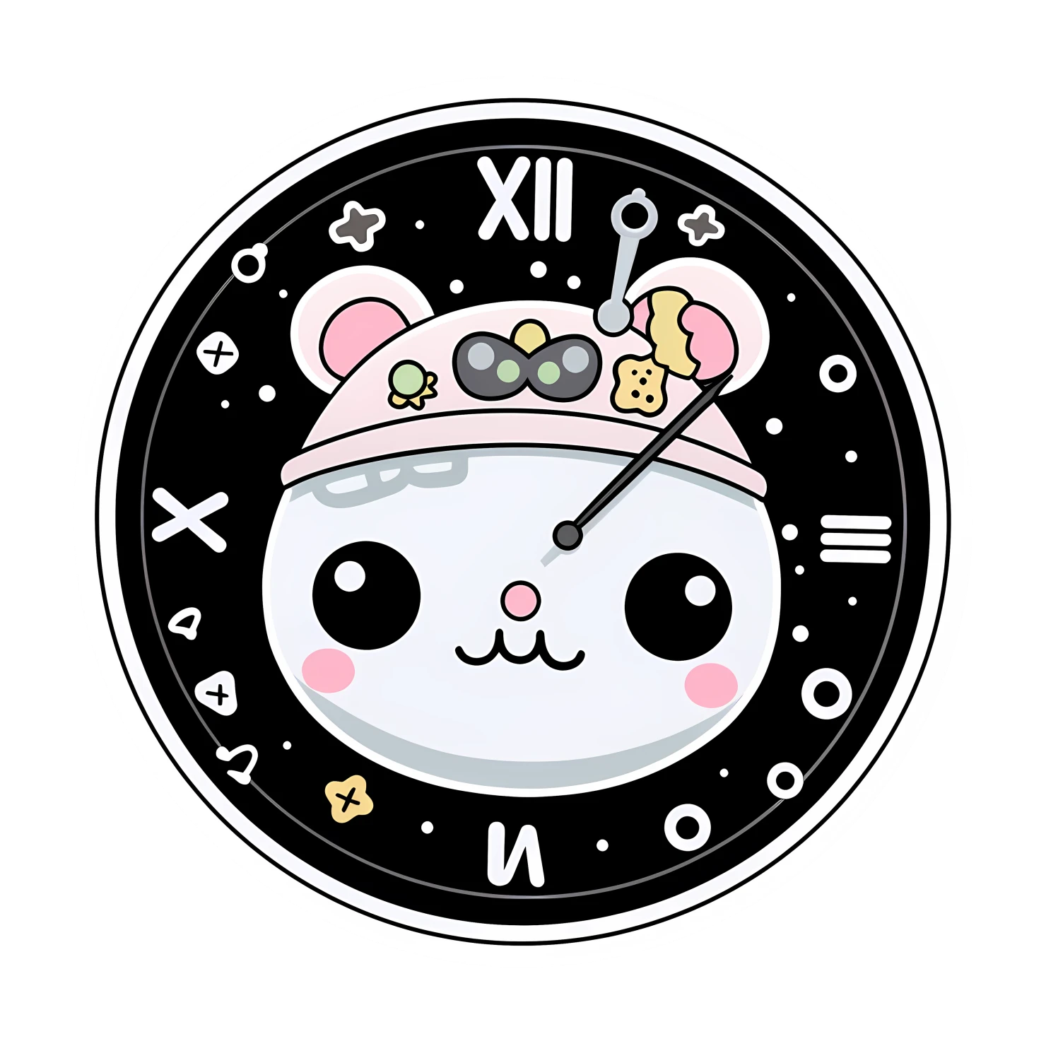 Kawaii watch sticker isolated on transparent background #27222