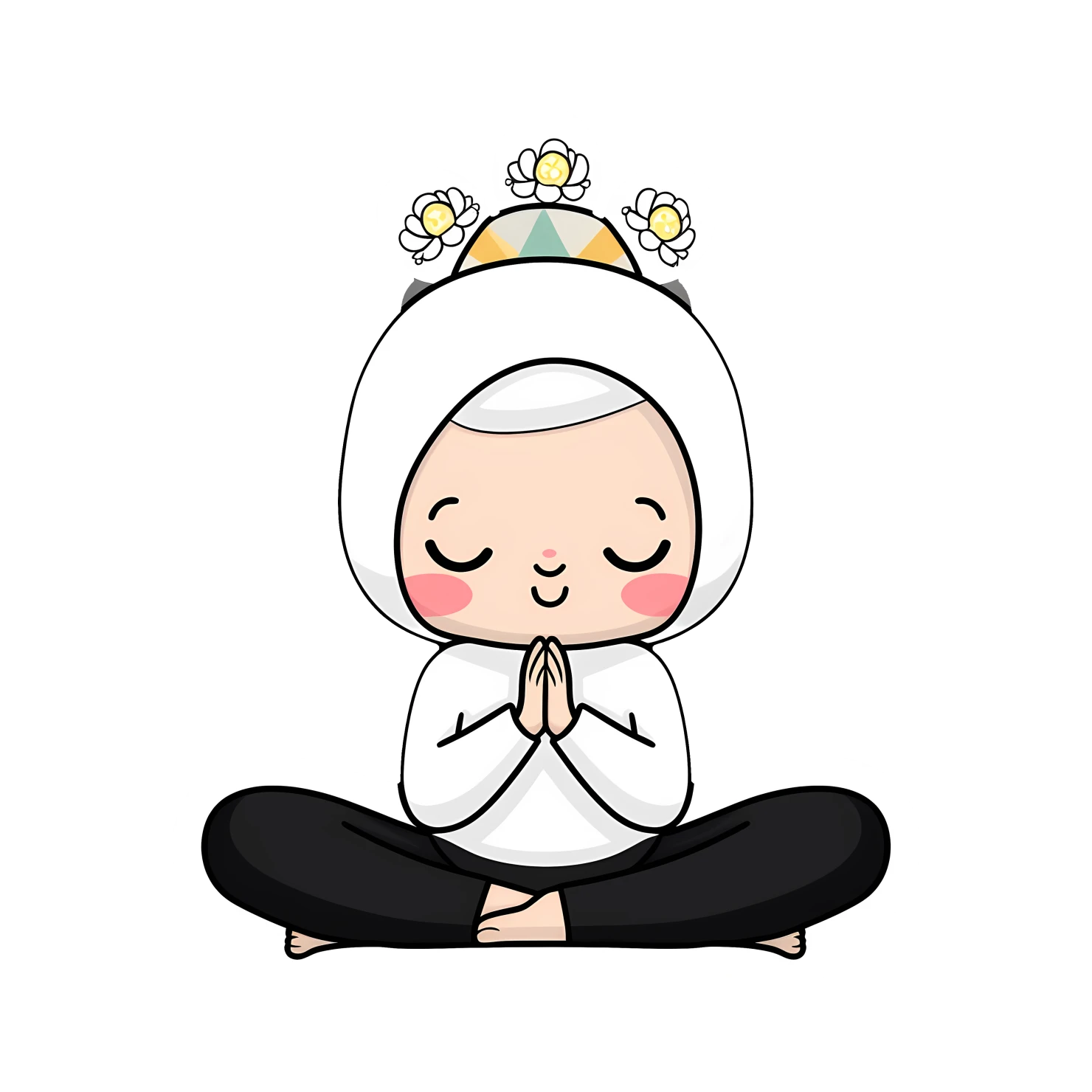 Kawaii yoga pose isolated on transparent background #27326