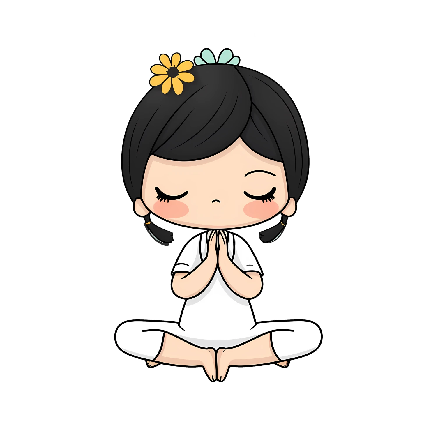 Kawaii yoga pose isolated on transparent background #27329