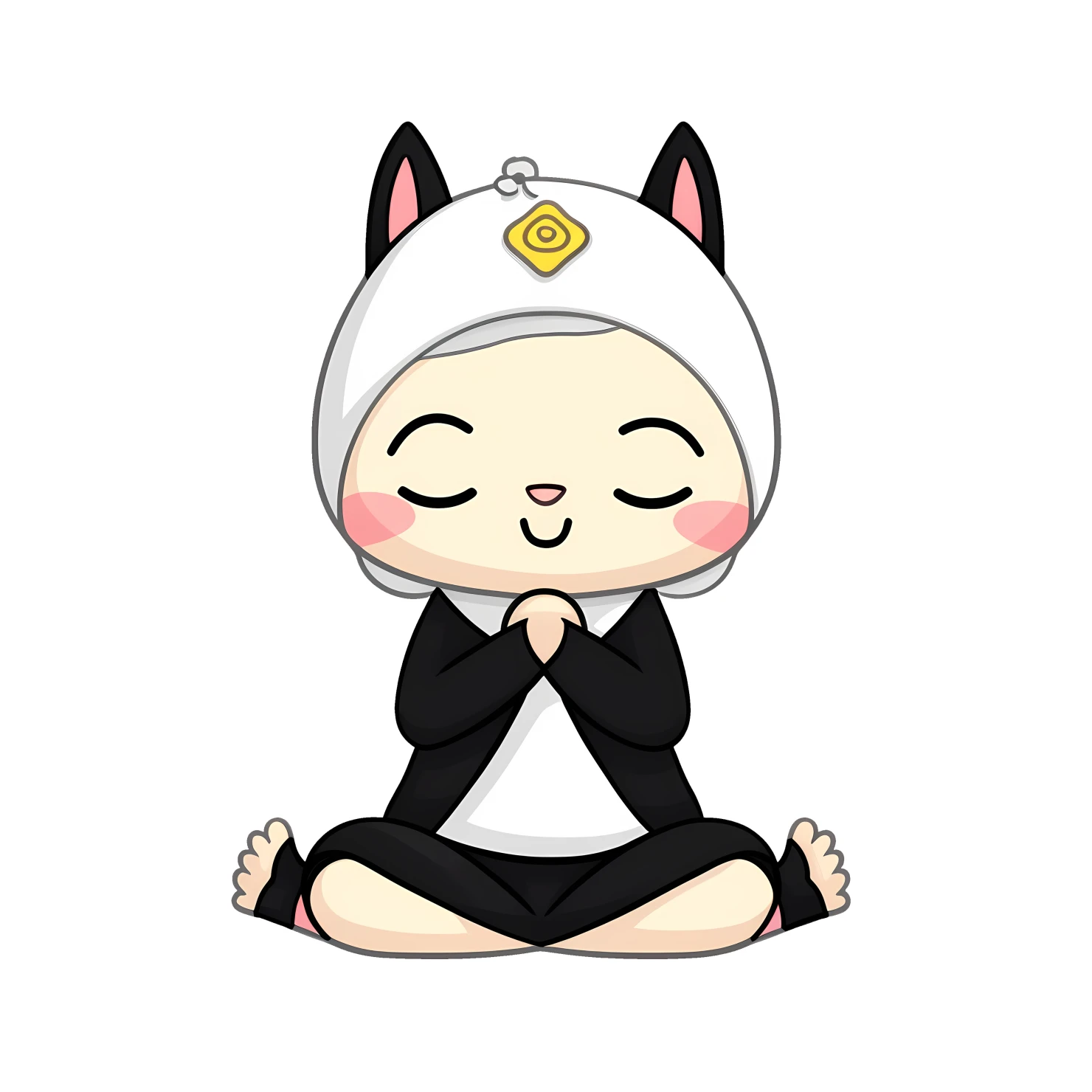 Kawaii yoga pose isolated on transparent background #27332