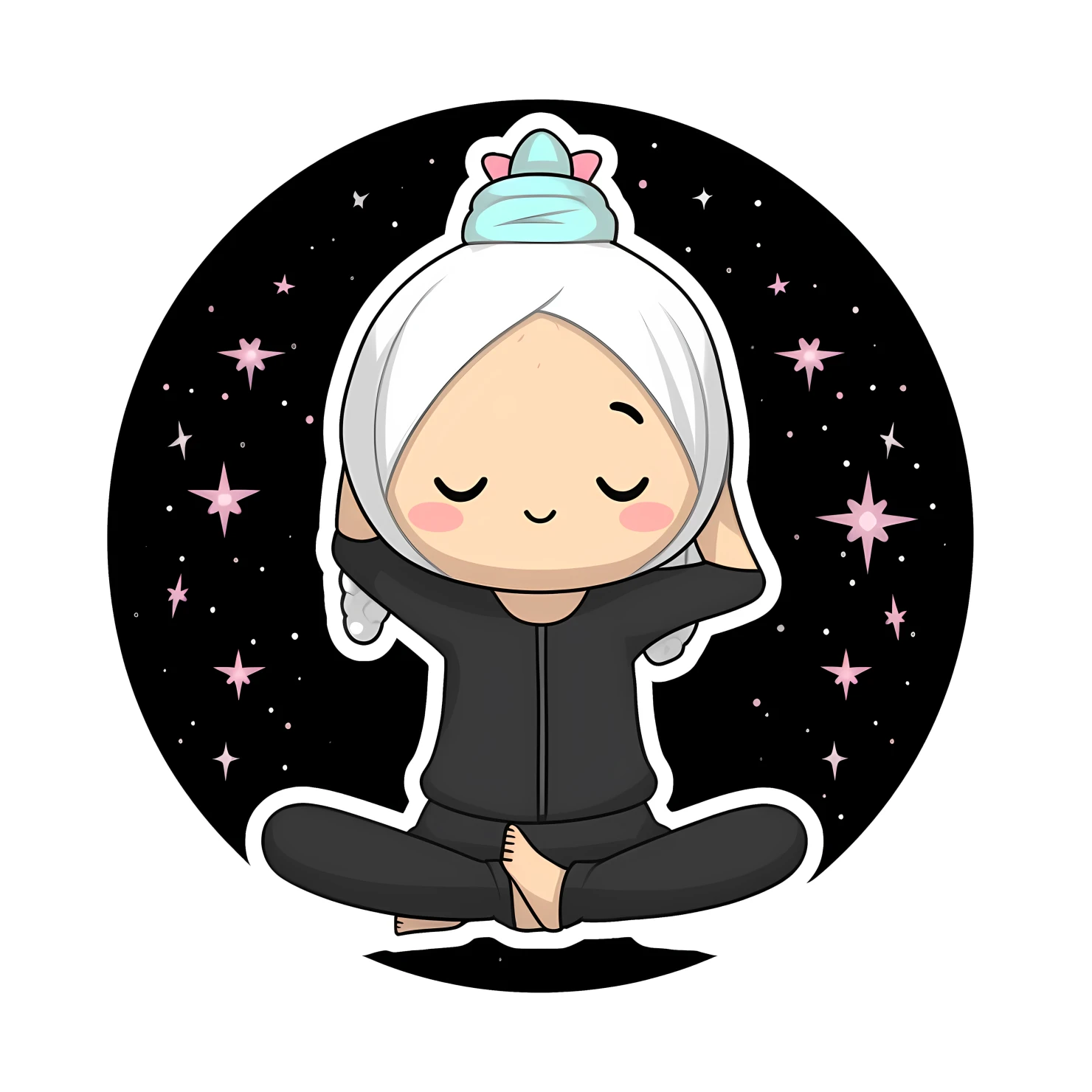 Kawaii yoga pose isolated on transparent background #27333