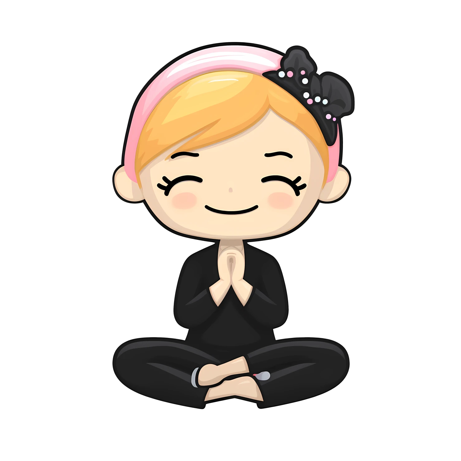 Kawaii yoga pose isolated on transparent background #27343