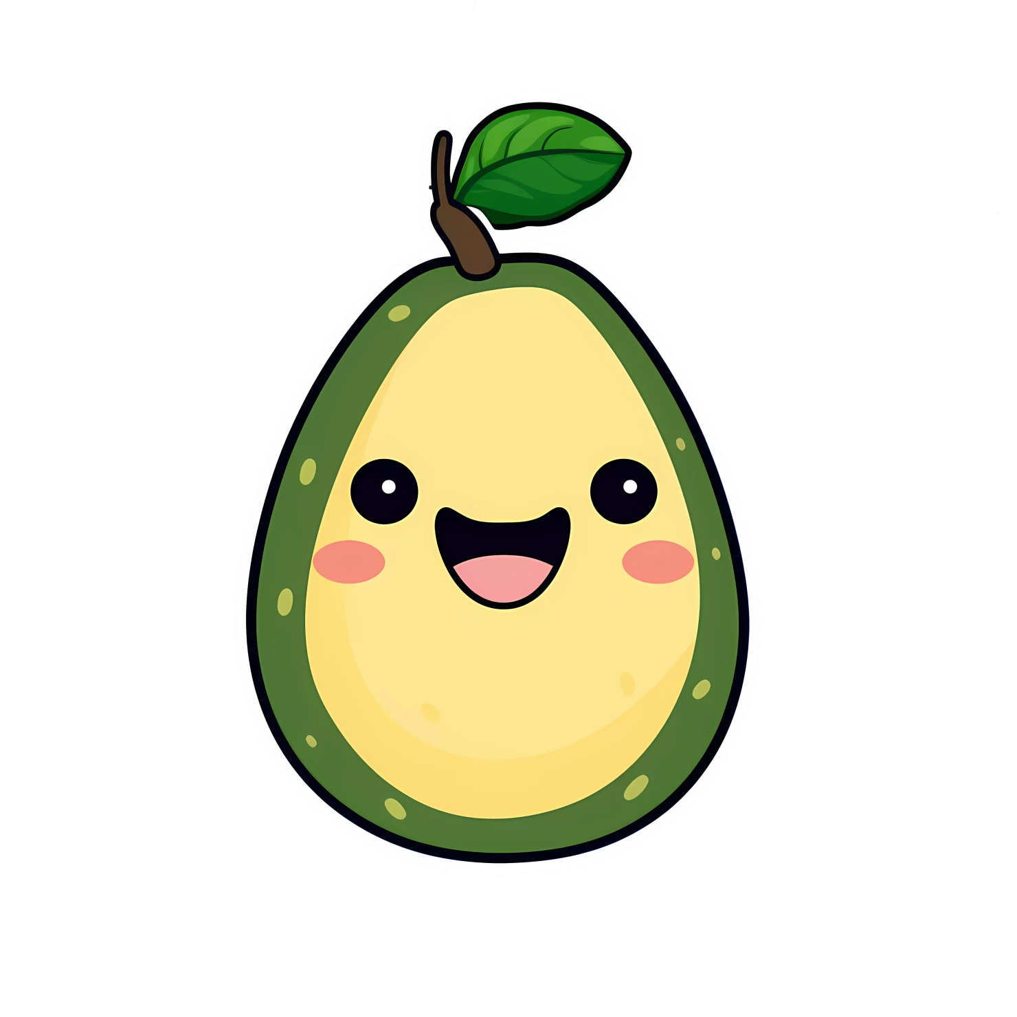 Kawaii avocado isolated on transparent background #27370