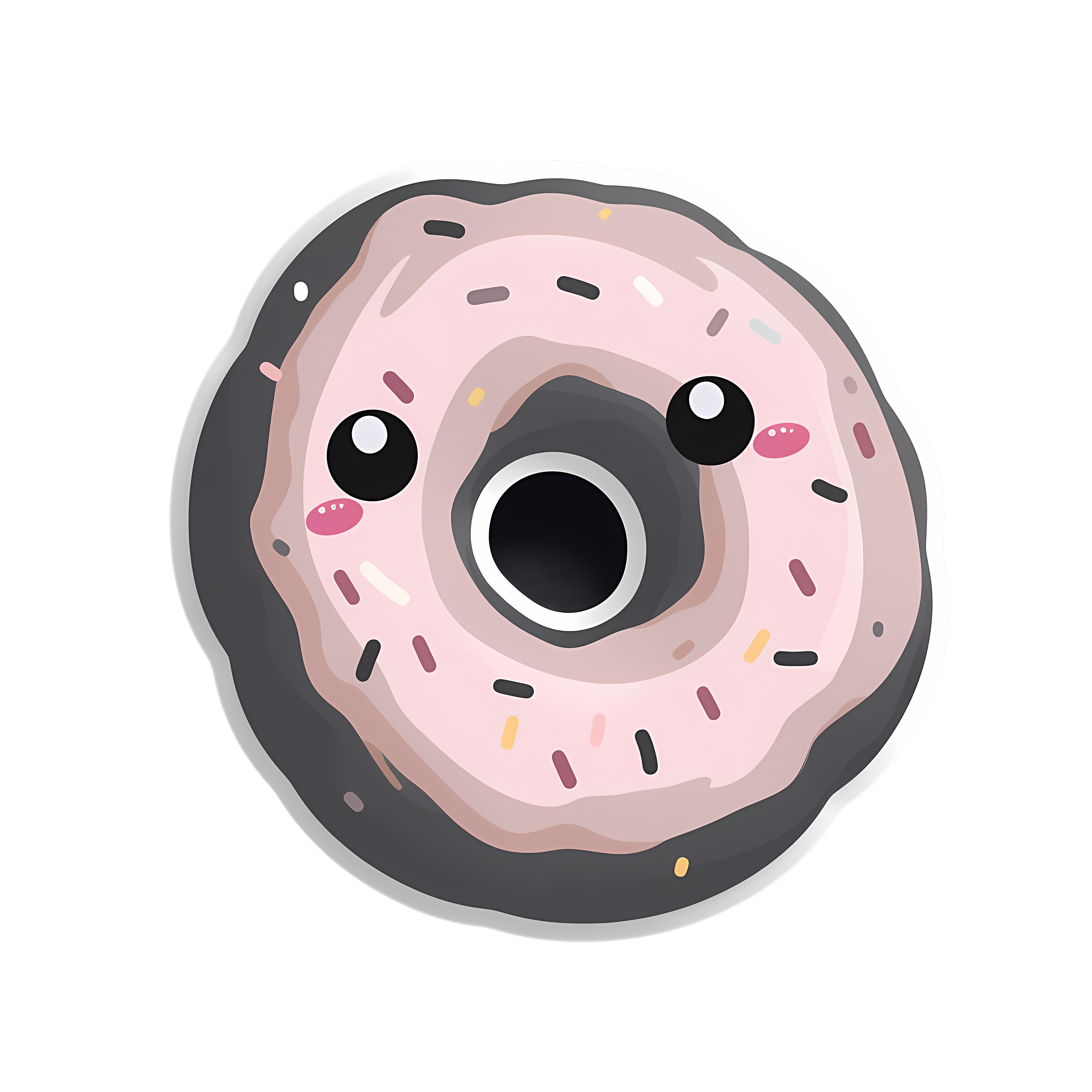 Kawaii blushing donut sticker isolated on transparent background #27416