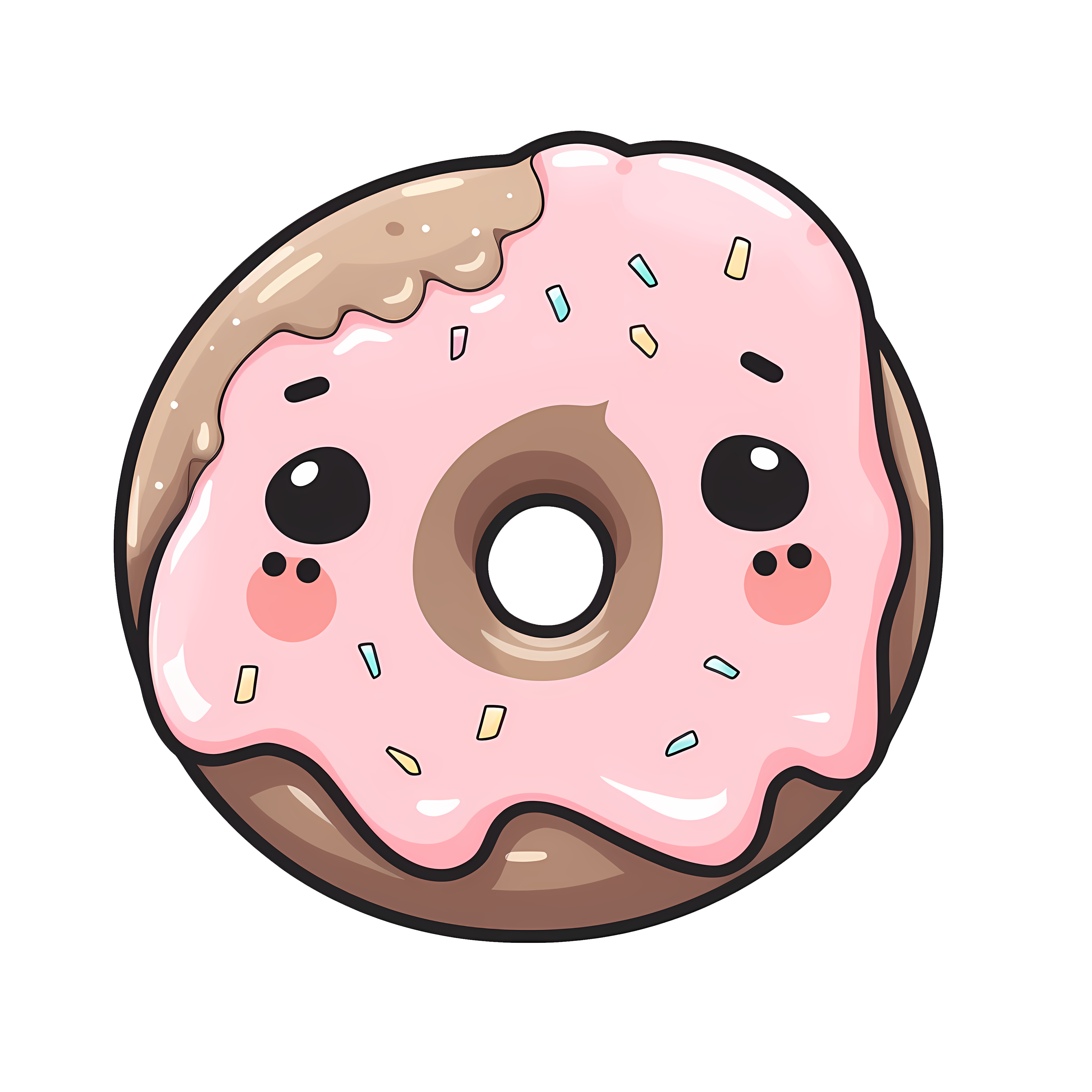 Kawaii blushing donut sticker isolated on transparent background #27418