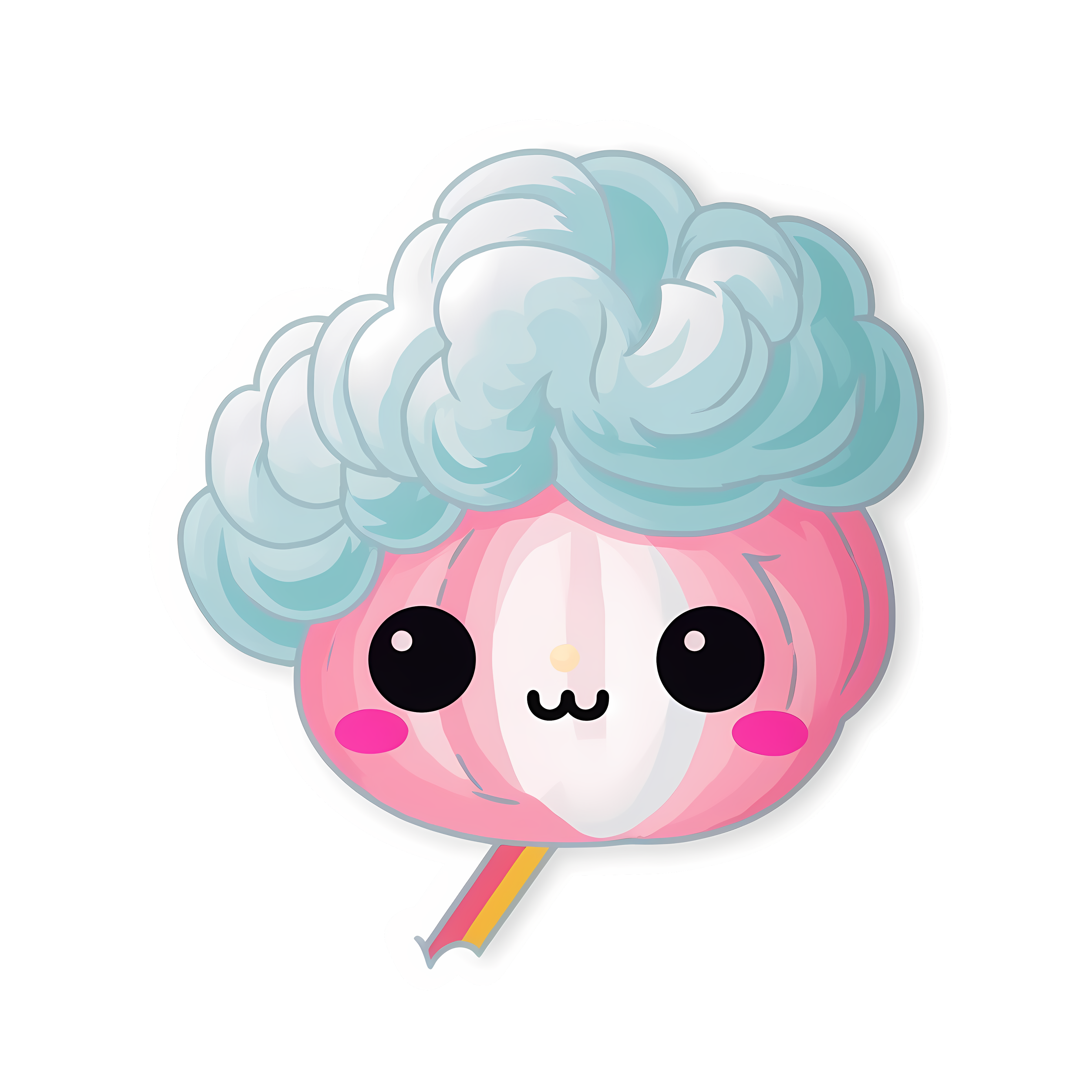 Kawaii cotton candy sticker isolated on transparent background #27650