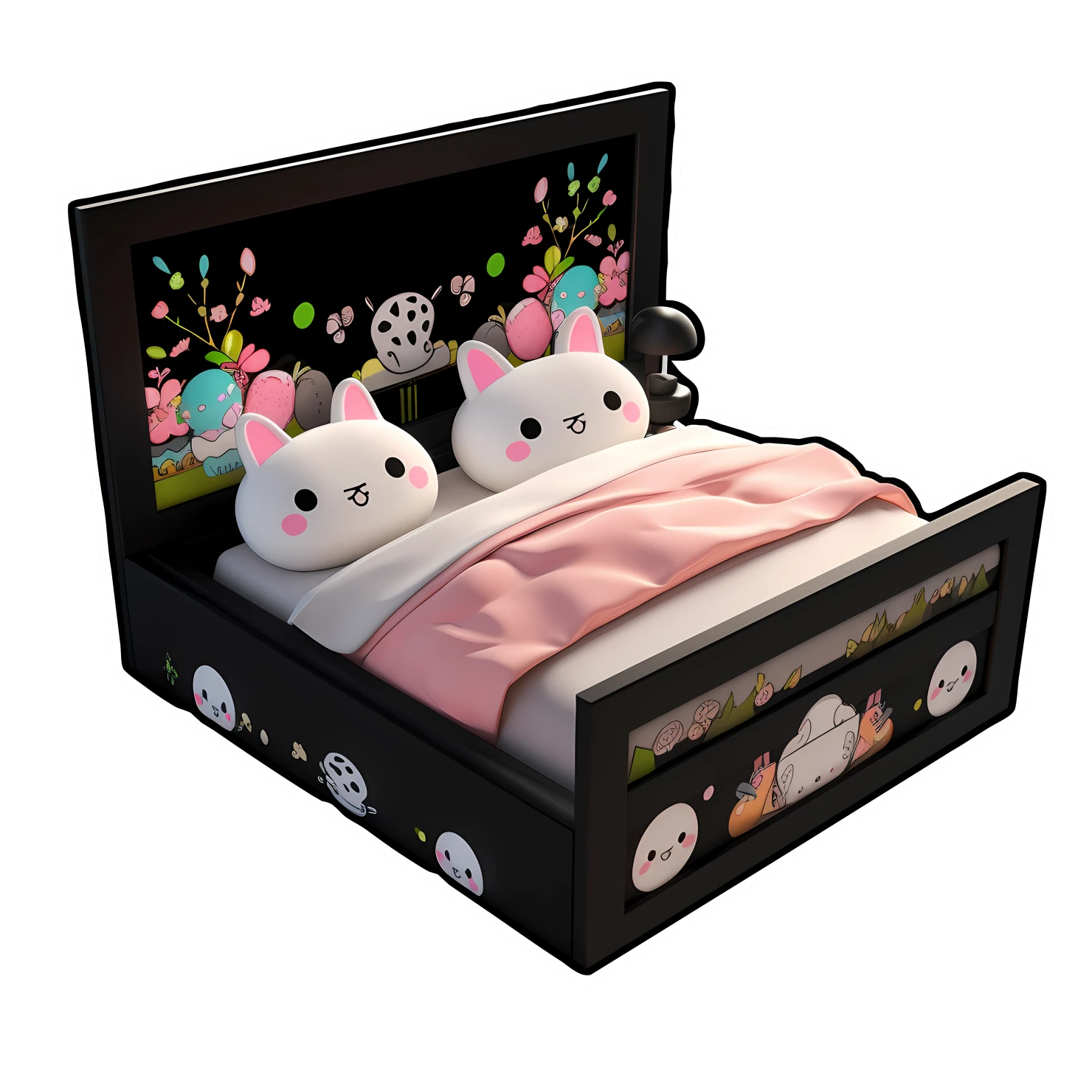 Kawaii bed sticker isolated on transparent background #27387