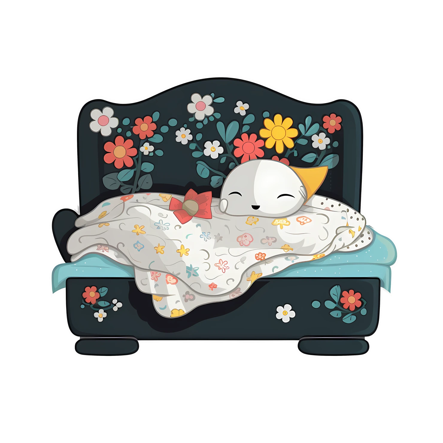 Kawaii bed sticker isolated on transparent background #27388