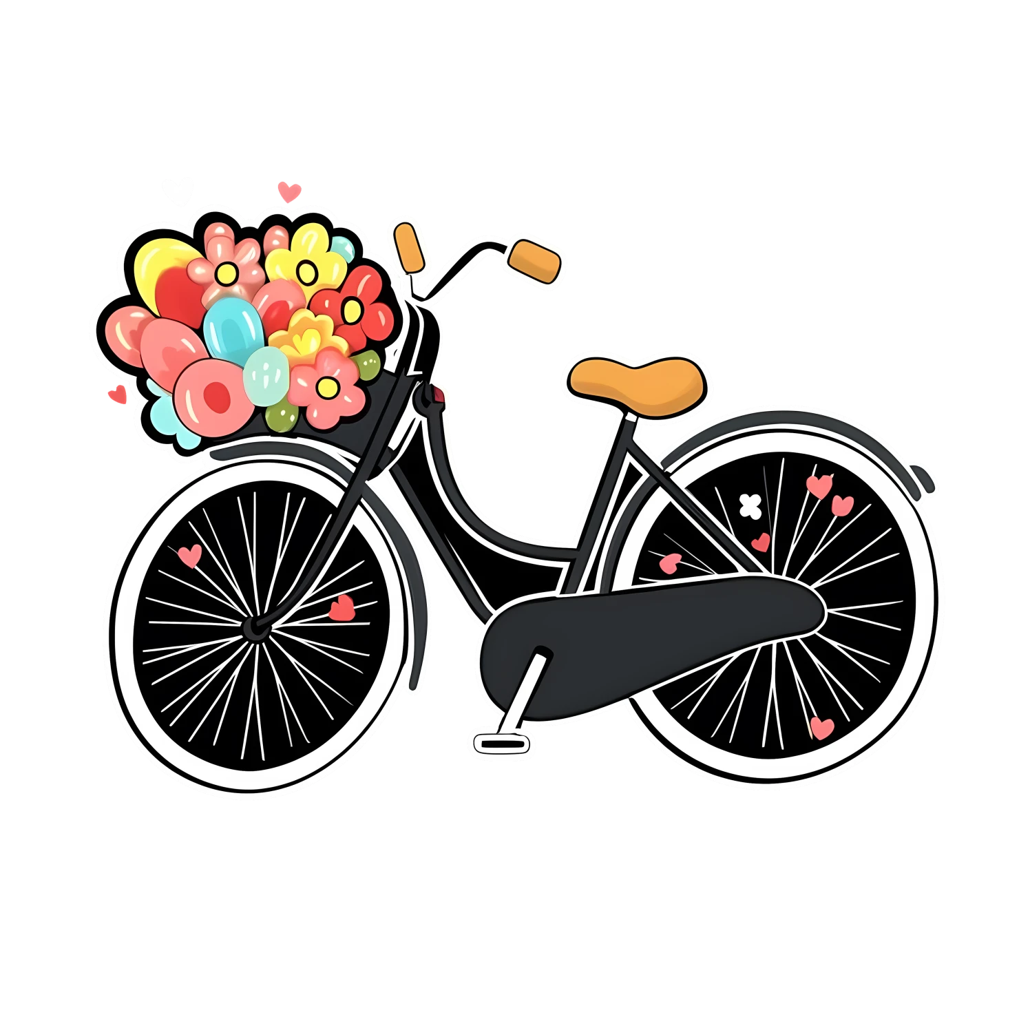 Kawaii bicycle sticker isolated on transparent background #27390