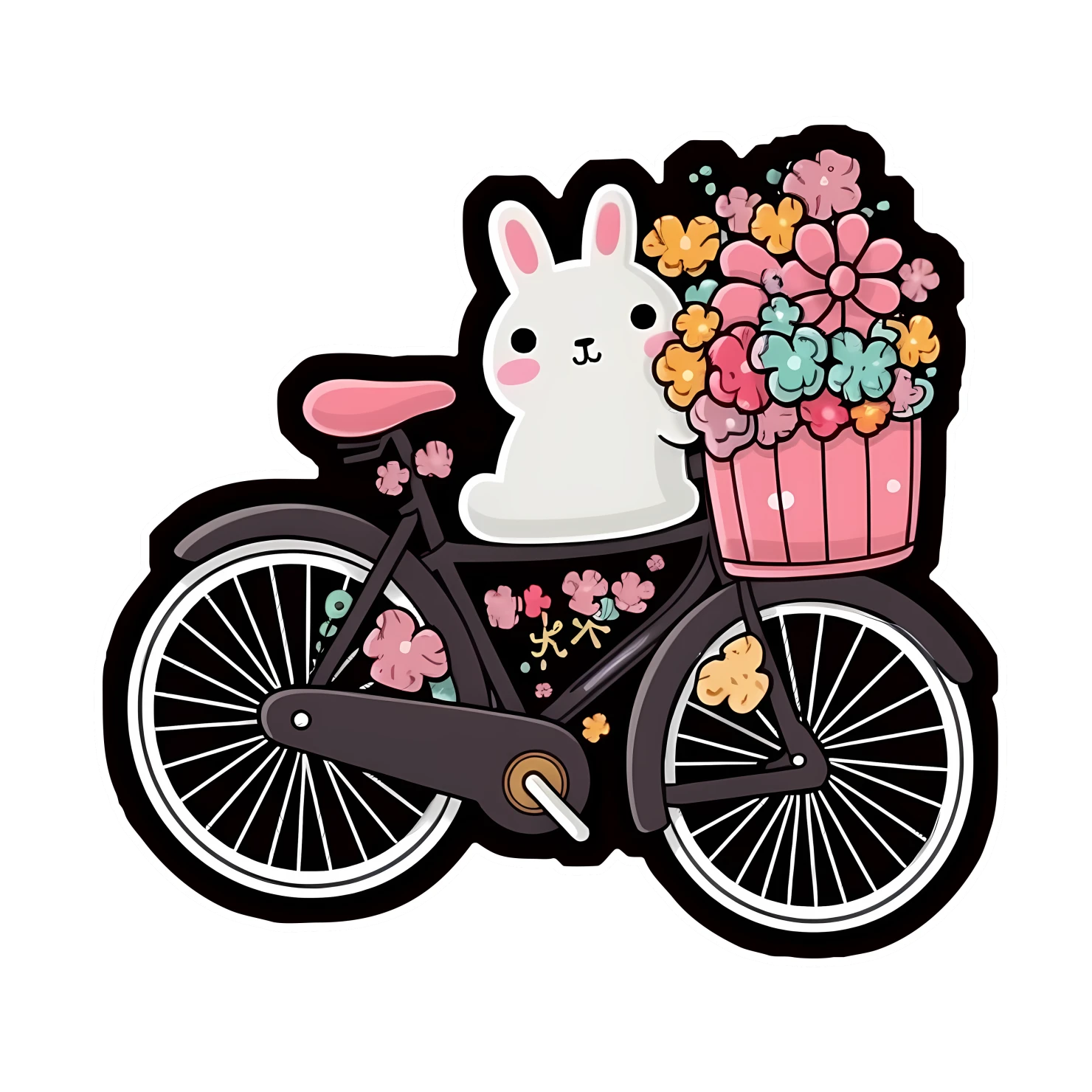 Kawaii bicycle sticker isolated on transparent background #27391