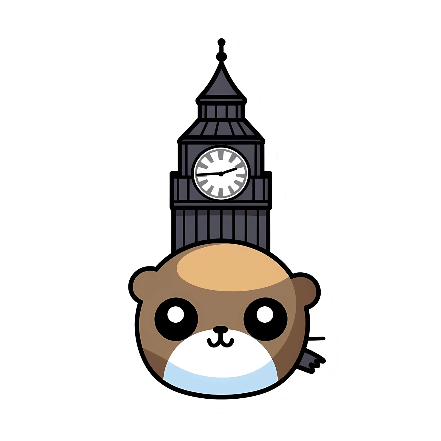 Kawaii big ben sticker isolated on transparent background #27392