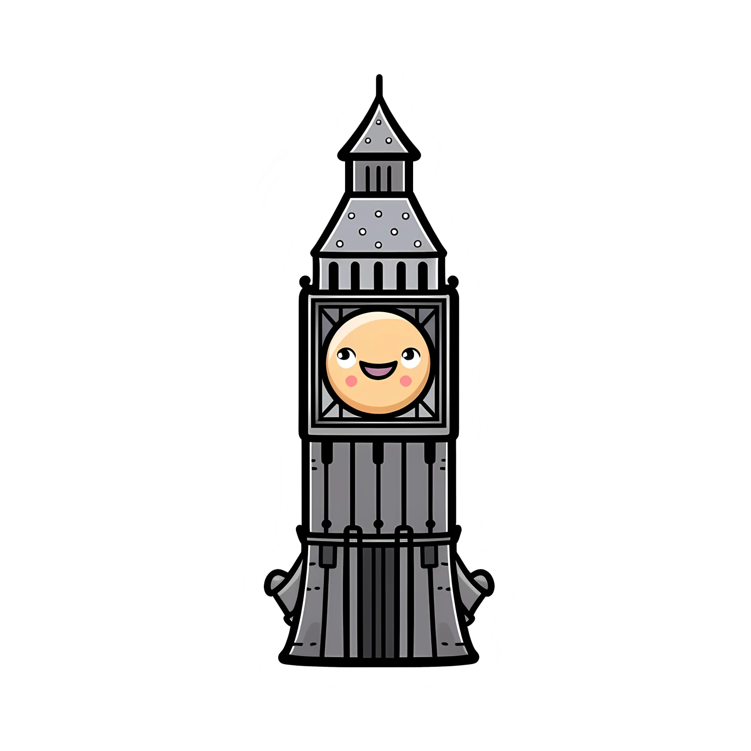 Kawaii big ben sticker isolated on transparent background #27396