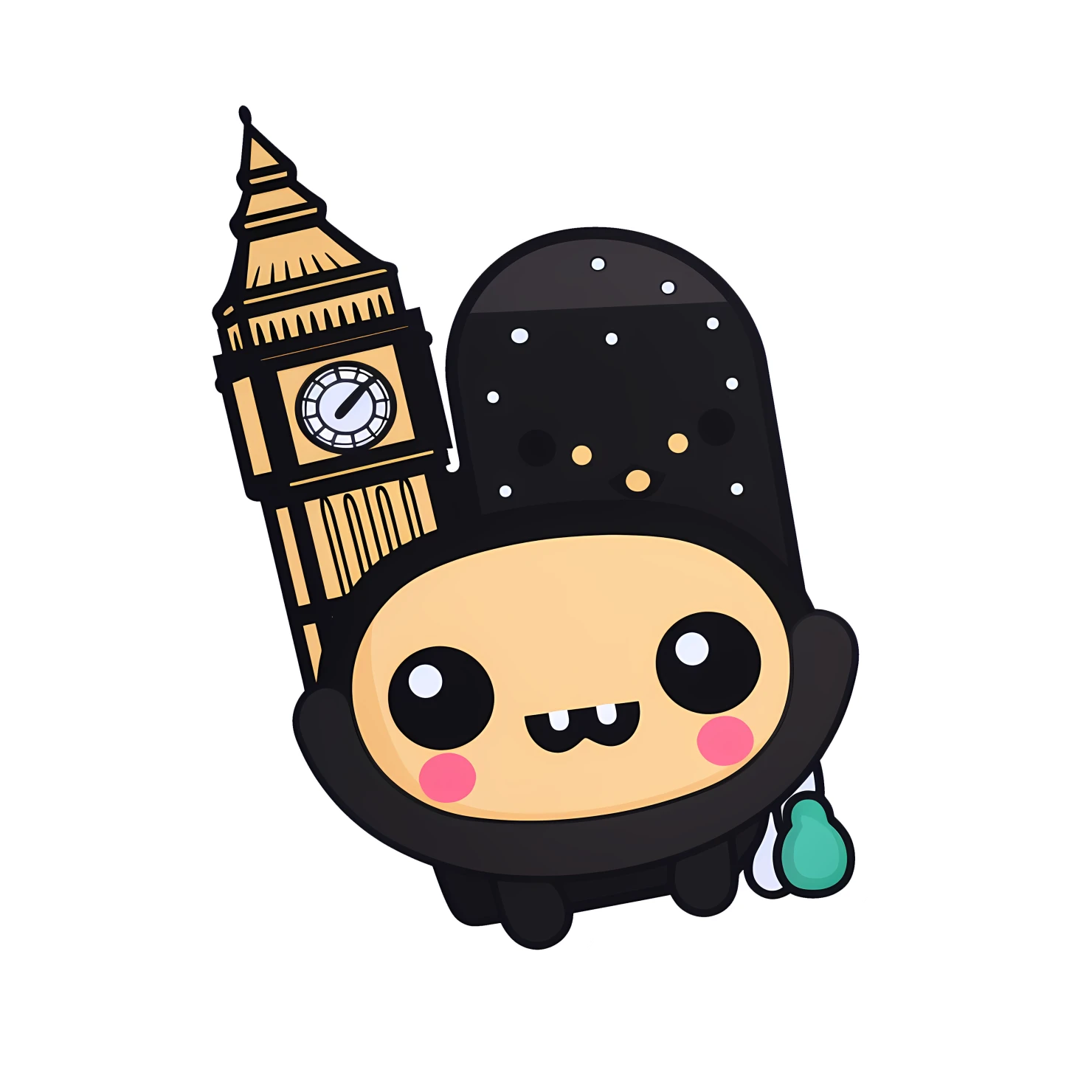 Kawaii big ben sticker isolated on transparent background #27404