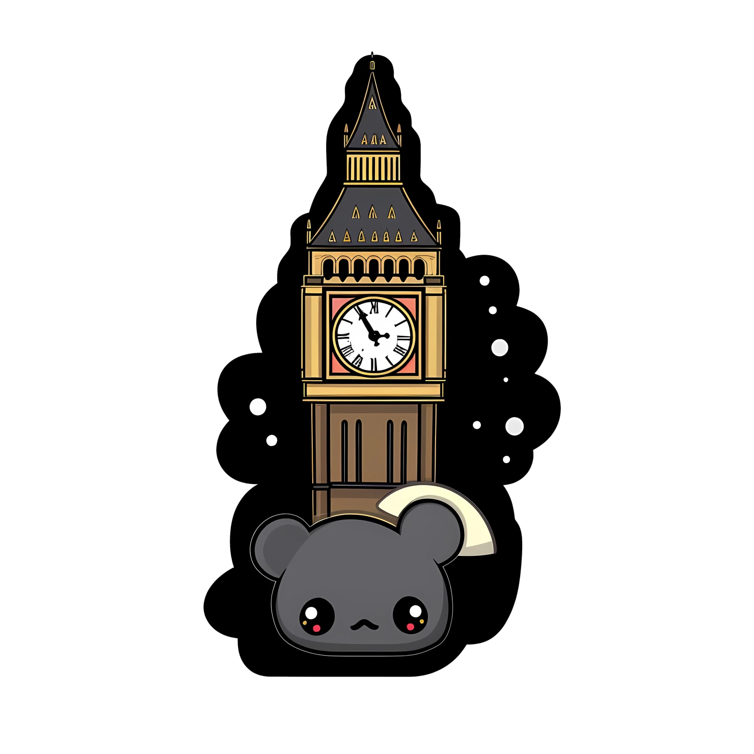 Kawaii big ben sticker isolated on transparent background #27407